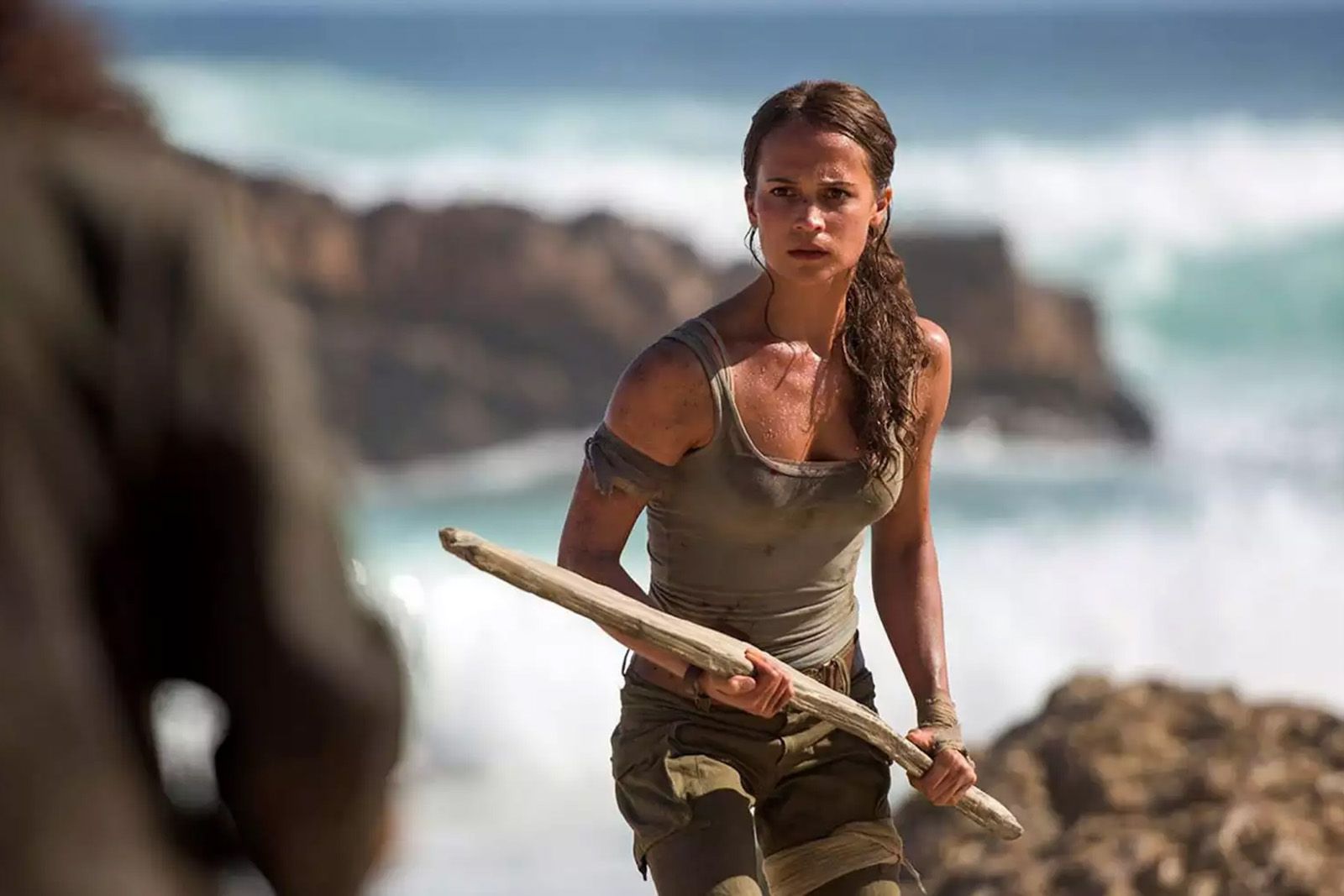 Tomb Raider movie still with Alicia Vikander as Lara Croft
