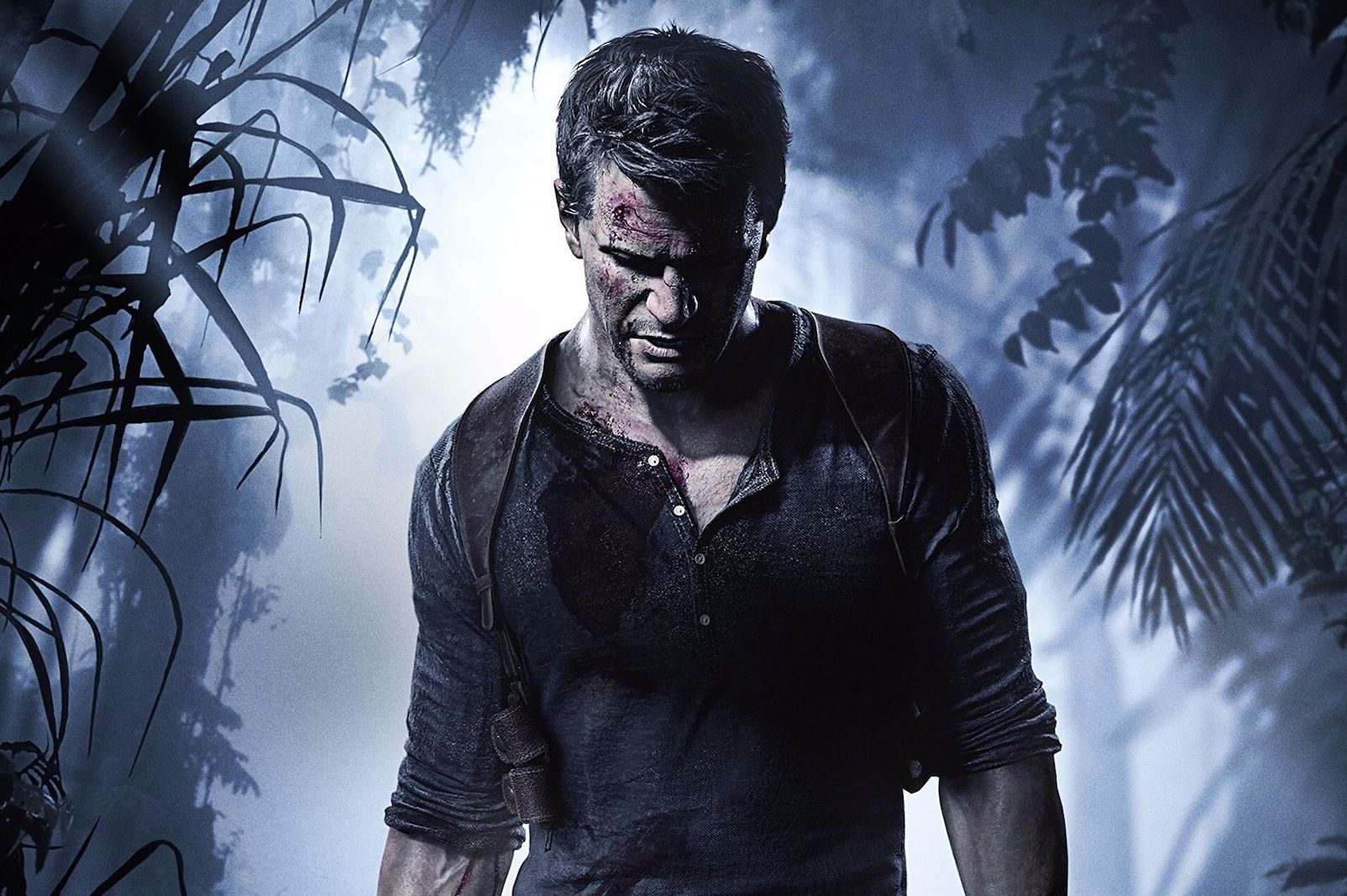 Nathan Drake from Uncharted walking through a jungle