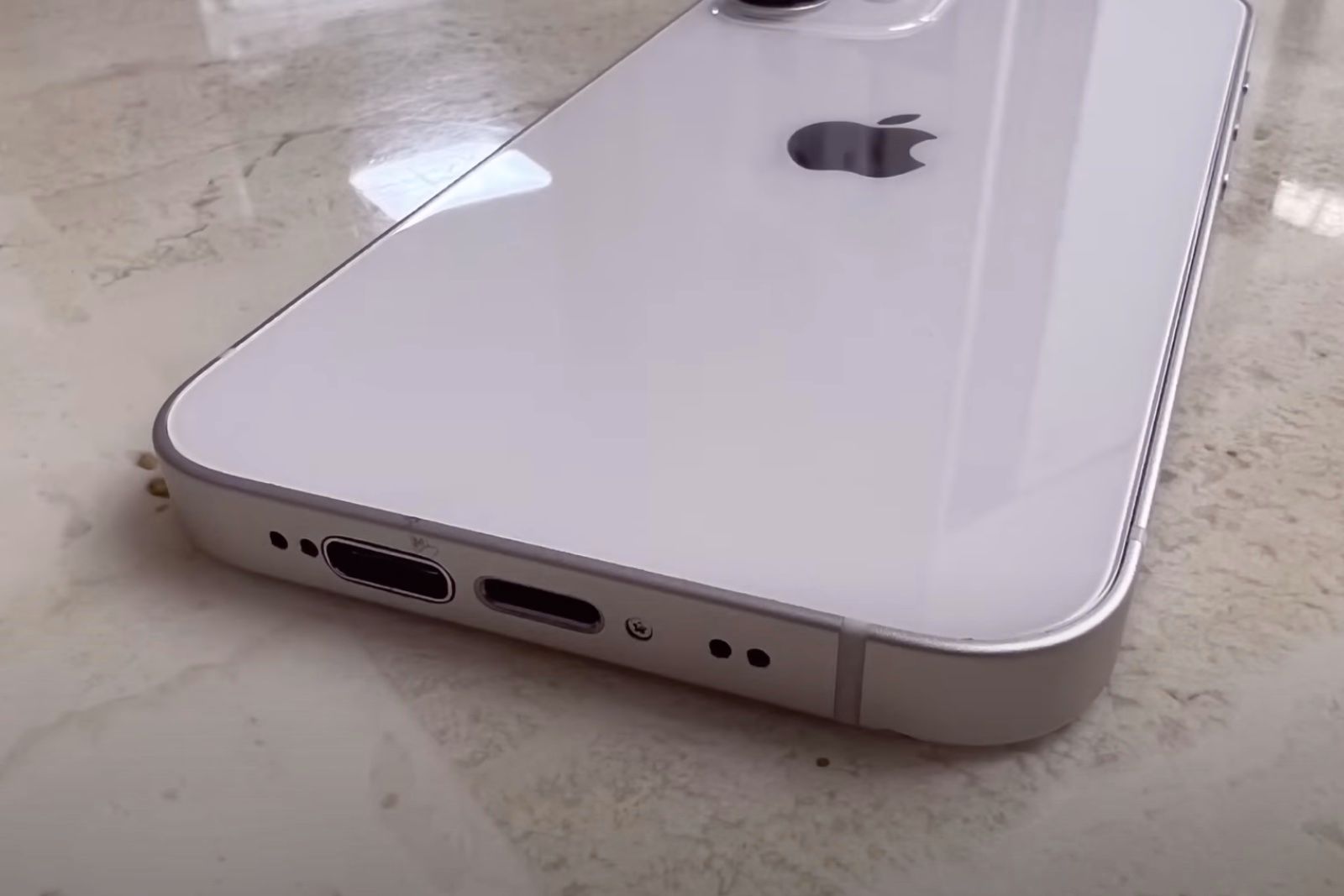 iPhone with USB-C and Lightning ports on an iPhone