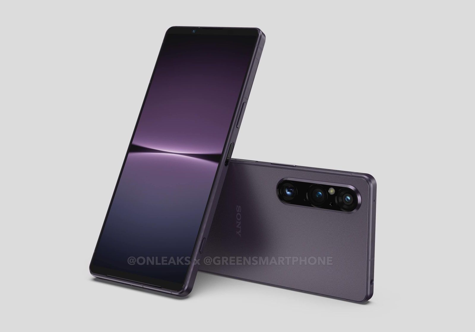 Sony Xperia 1 V render with phone leaning on another phone