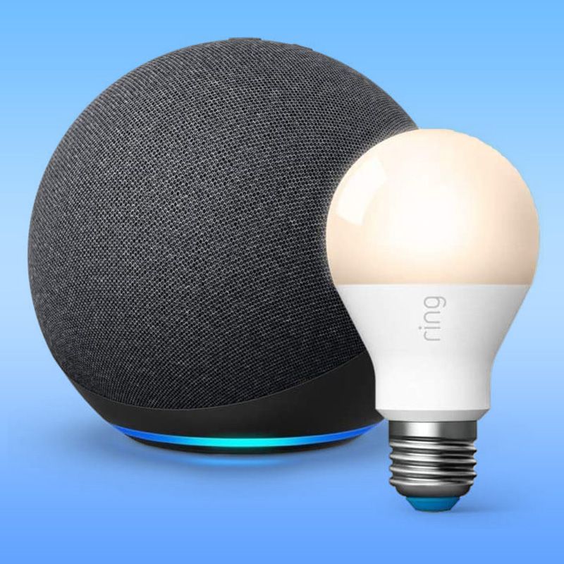 Echo 4th Gen y Ring Smart Bulb cuadrado