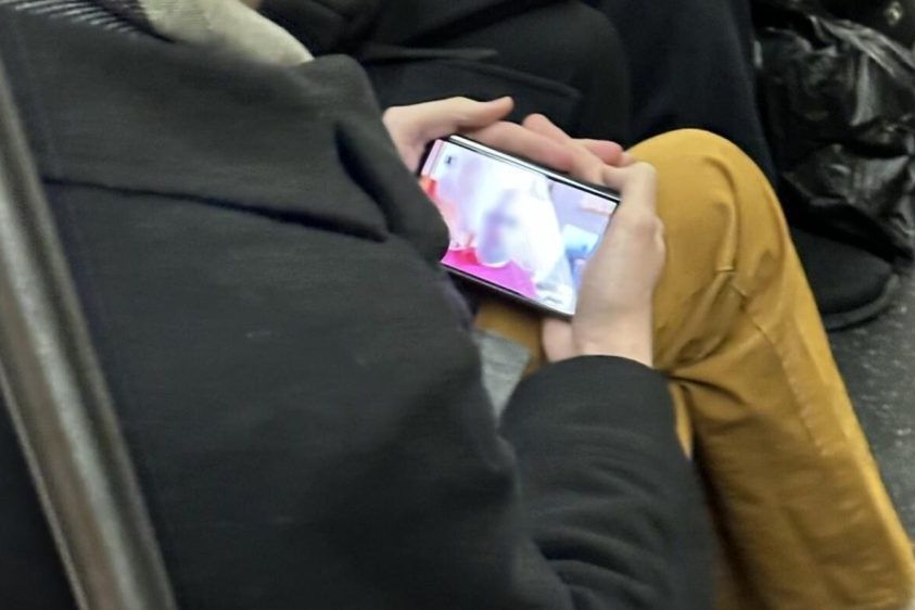 Google Pixel Fold spy shot on subway
