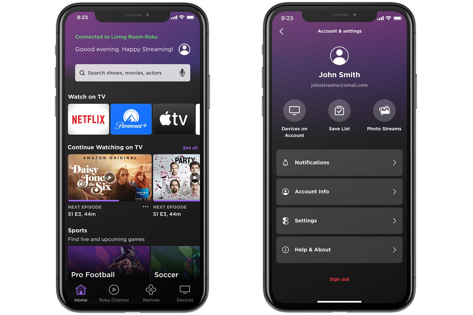 Roku Mobile App_Home Screen