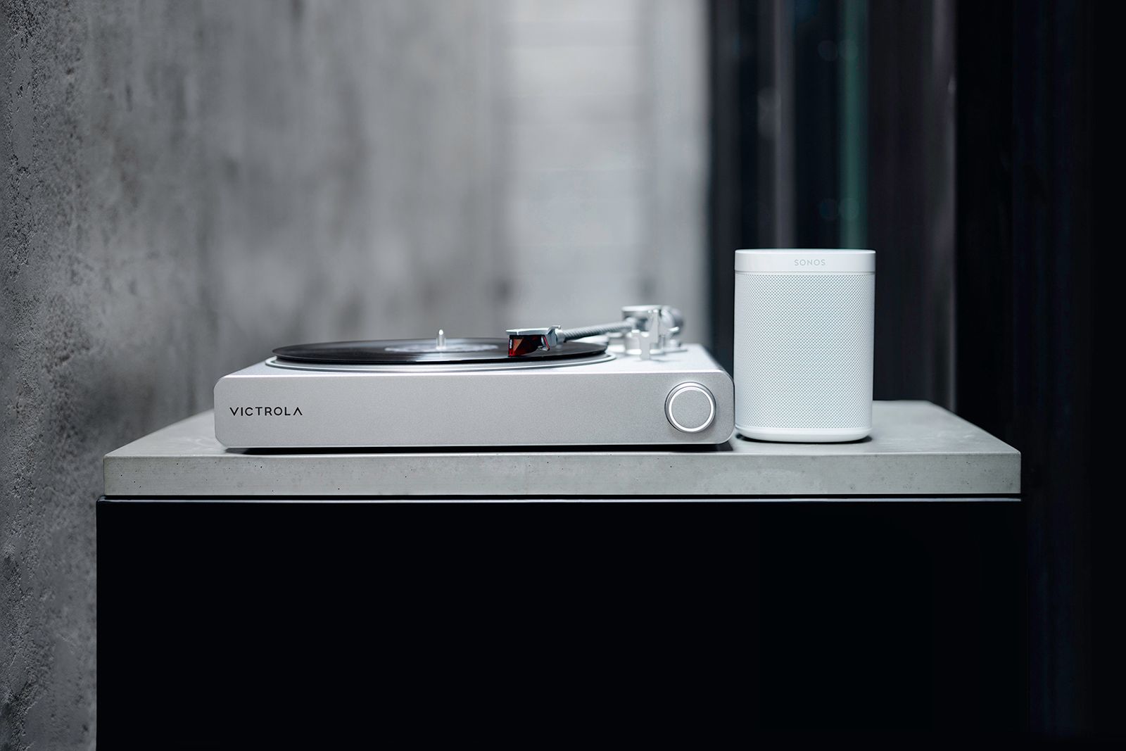Victrola Stream Carbon turntable with Sonos One speaker