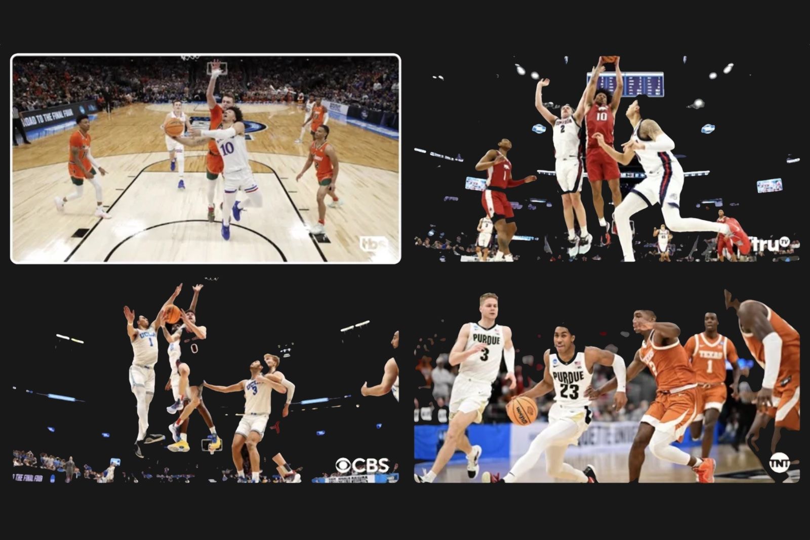 YouTube TV Multiview shows four basketball games on one screen