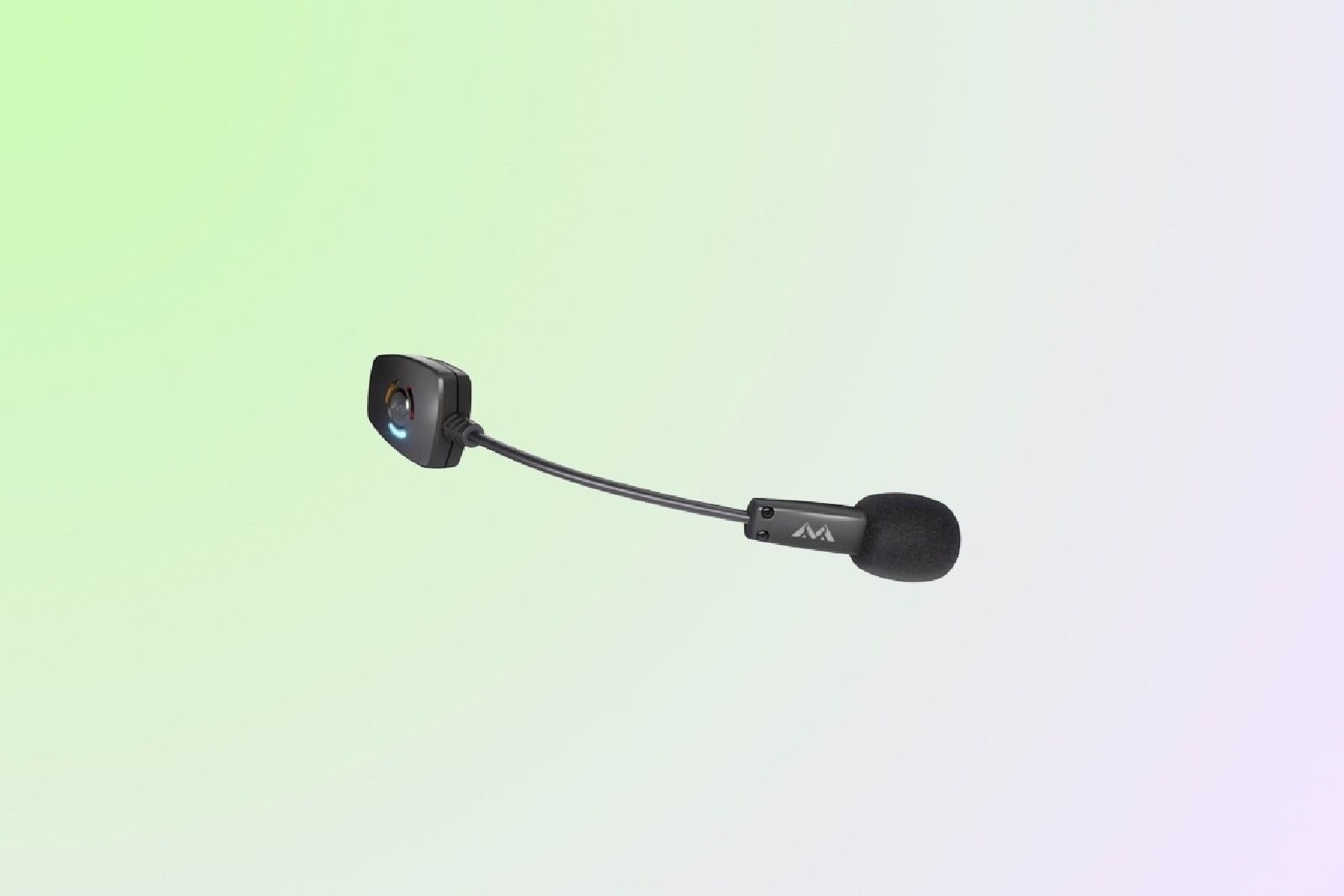 The Antilon Audio ModMic Wireless microphone with the foam covered mouthpiece on the right and the headset connector on the left.