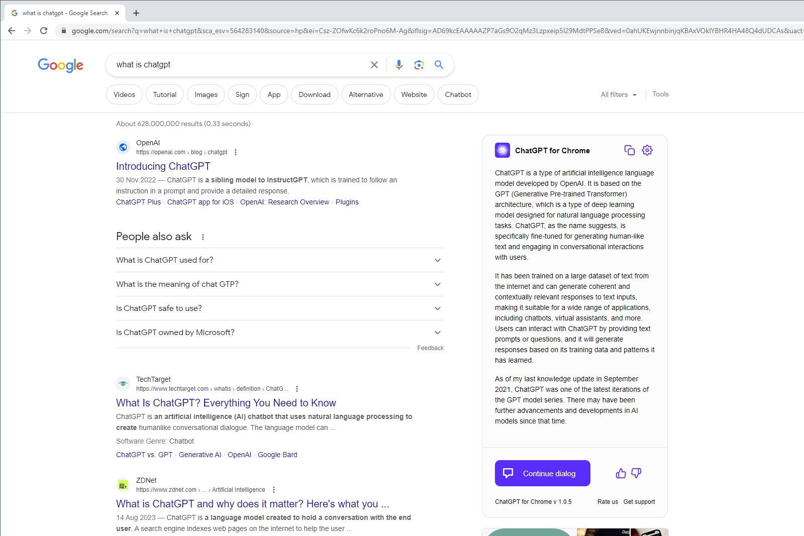 A Screenshot of the Chrome Extension Chitchat in Use