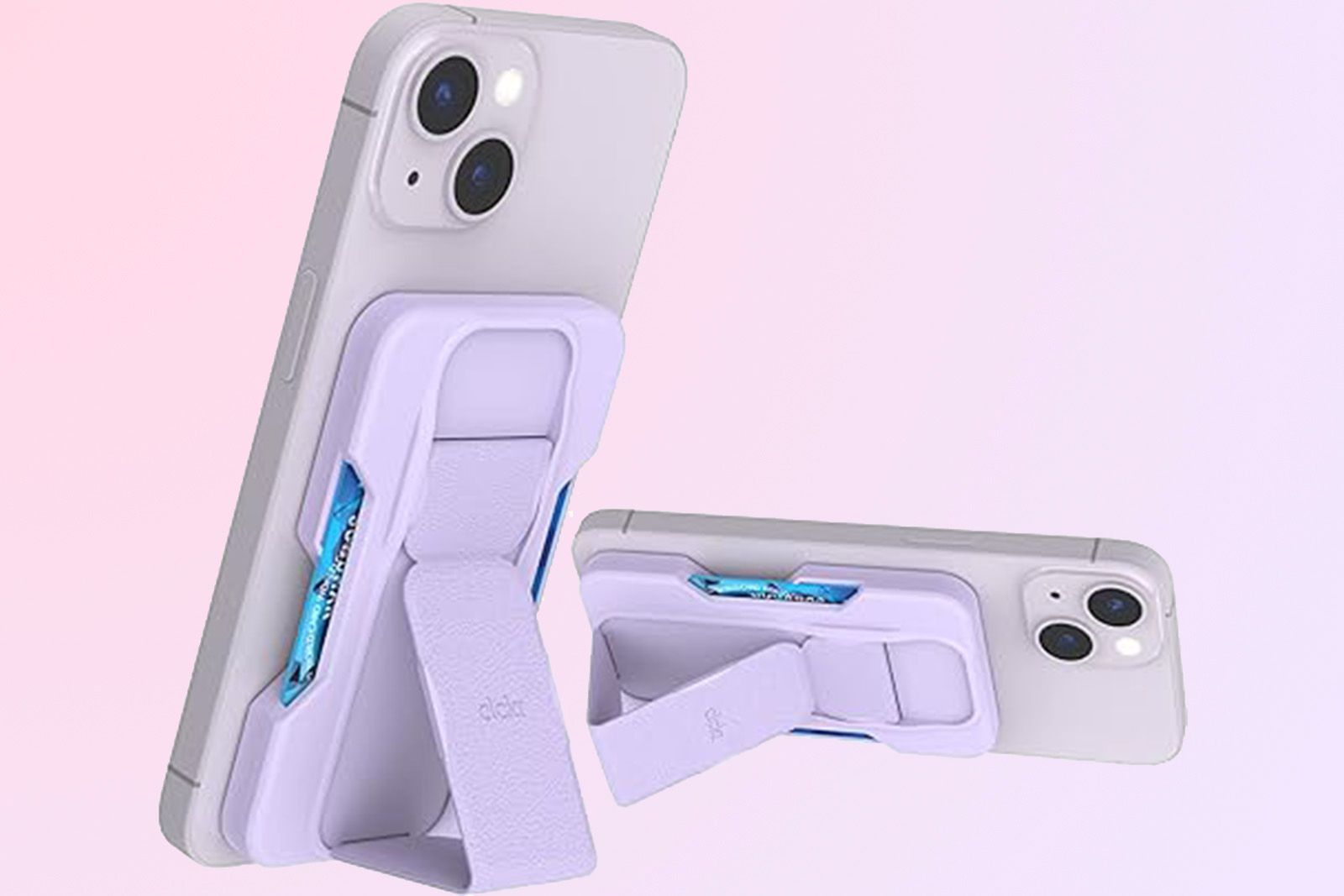 CLCKR Phone Holder and Wallet with background gradient
