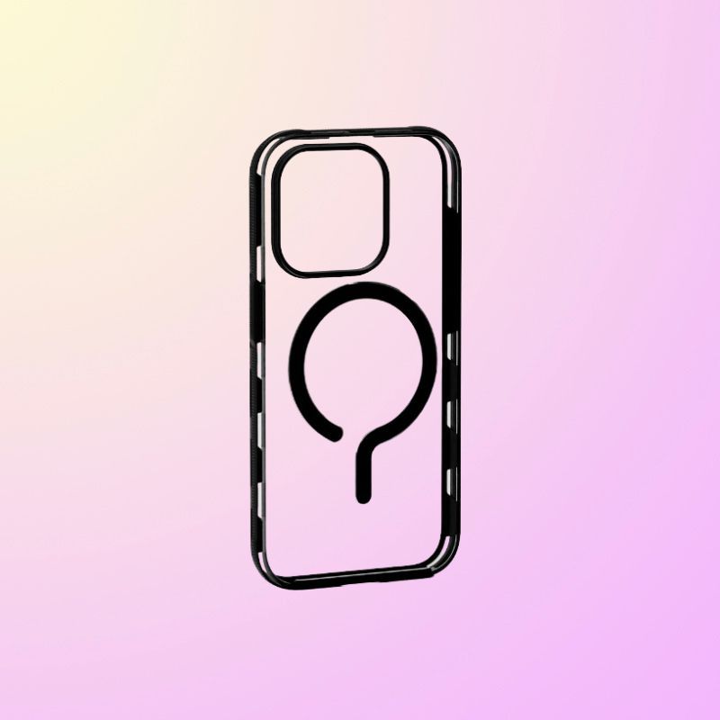 Dbrand Ghost Case for iPhone 15 Pro on gradient background