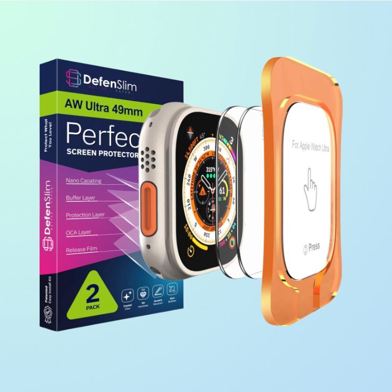 DefenSlim Tempered Glass Screen Protector for Apple Watch Ultra 2 gradient background