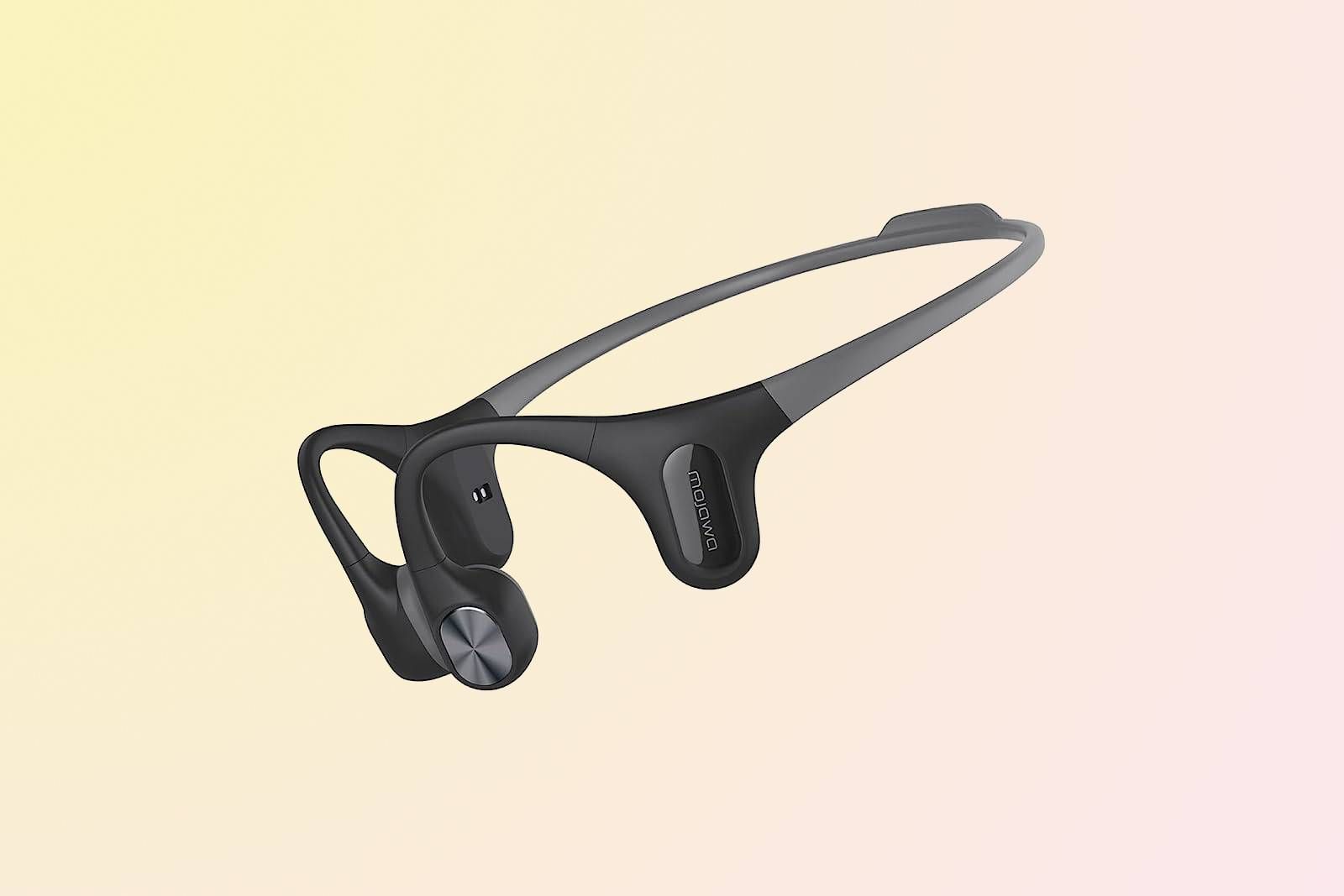 mojawa Run Plus Bone Conduction Headphones on gradient background