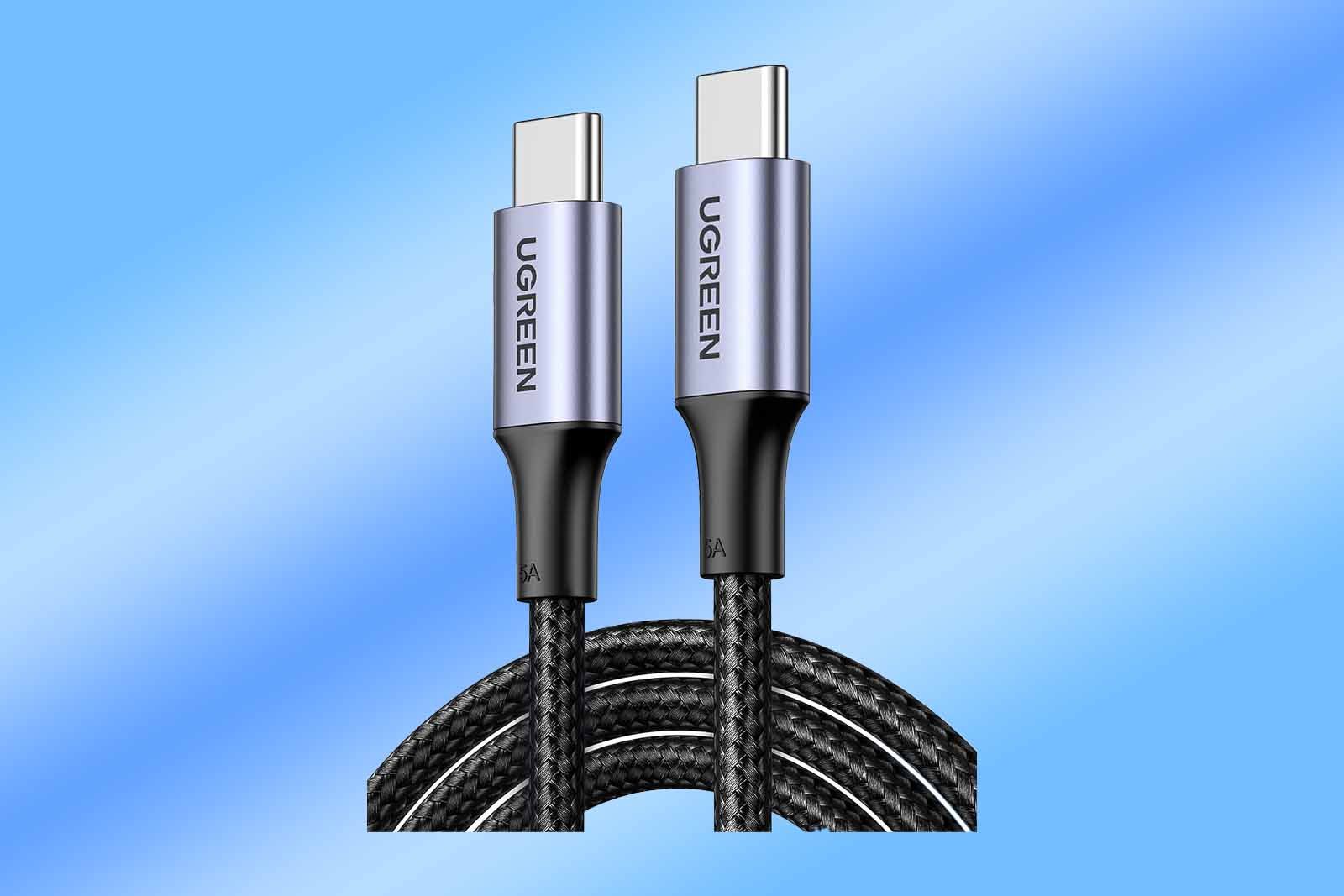 UGreen 100W USB-C to USB-C Charging Cables on a blue gradient background