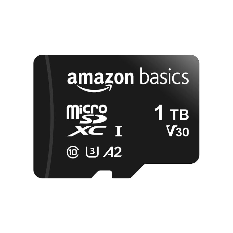 A black microSD card with 