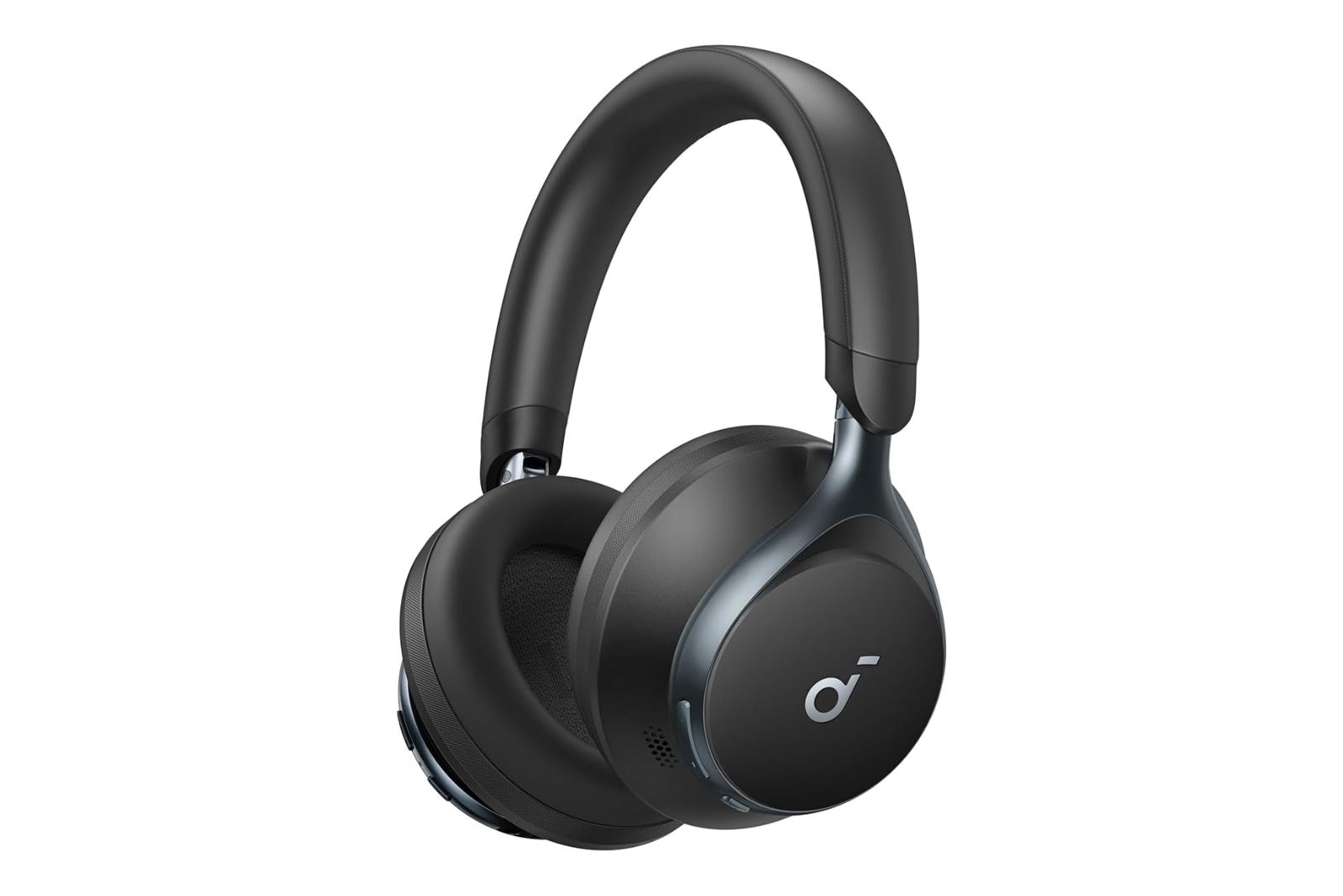 Black headphones with a music note on the ear cups.