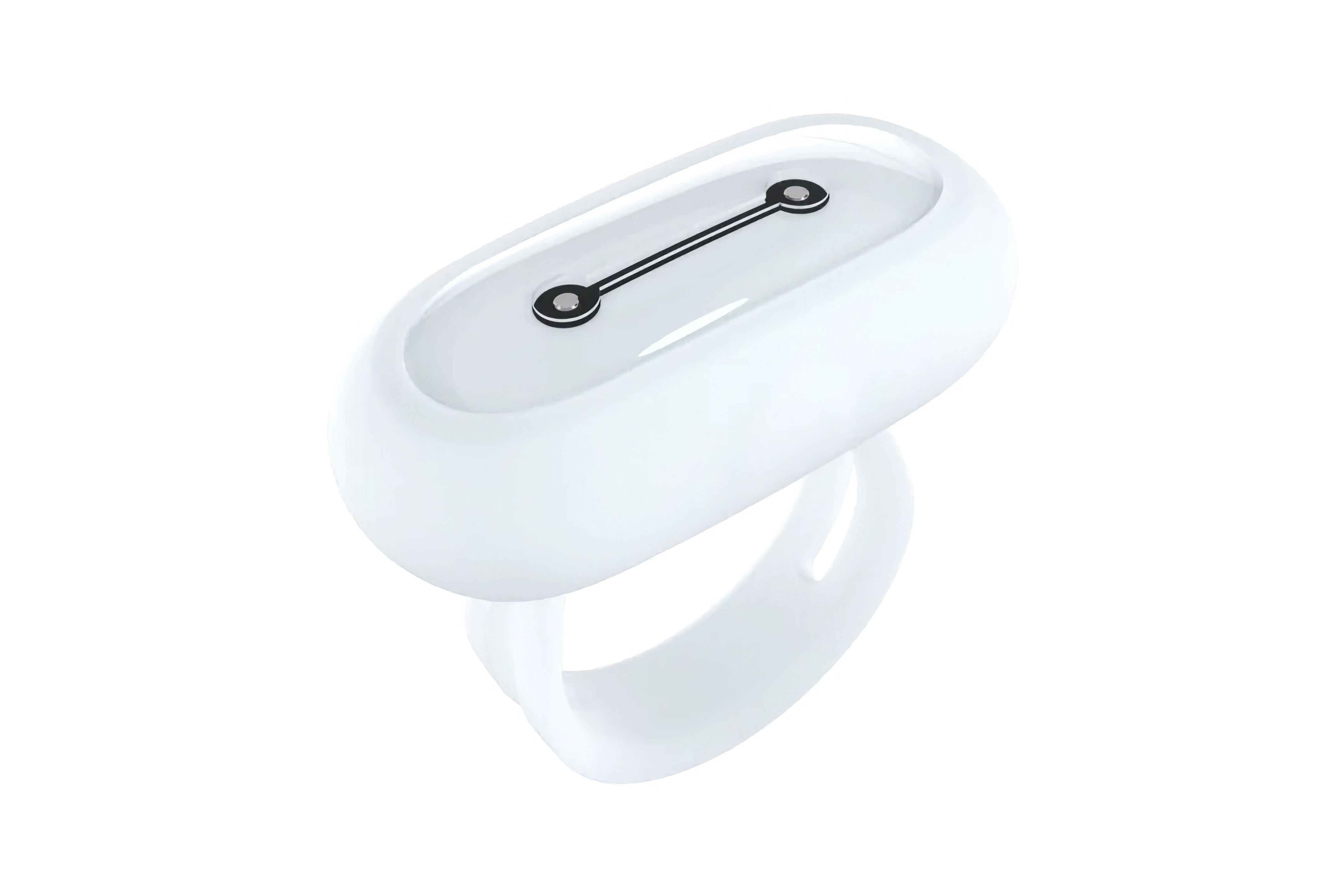 A white ring with a pill-shaped top.