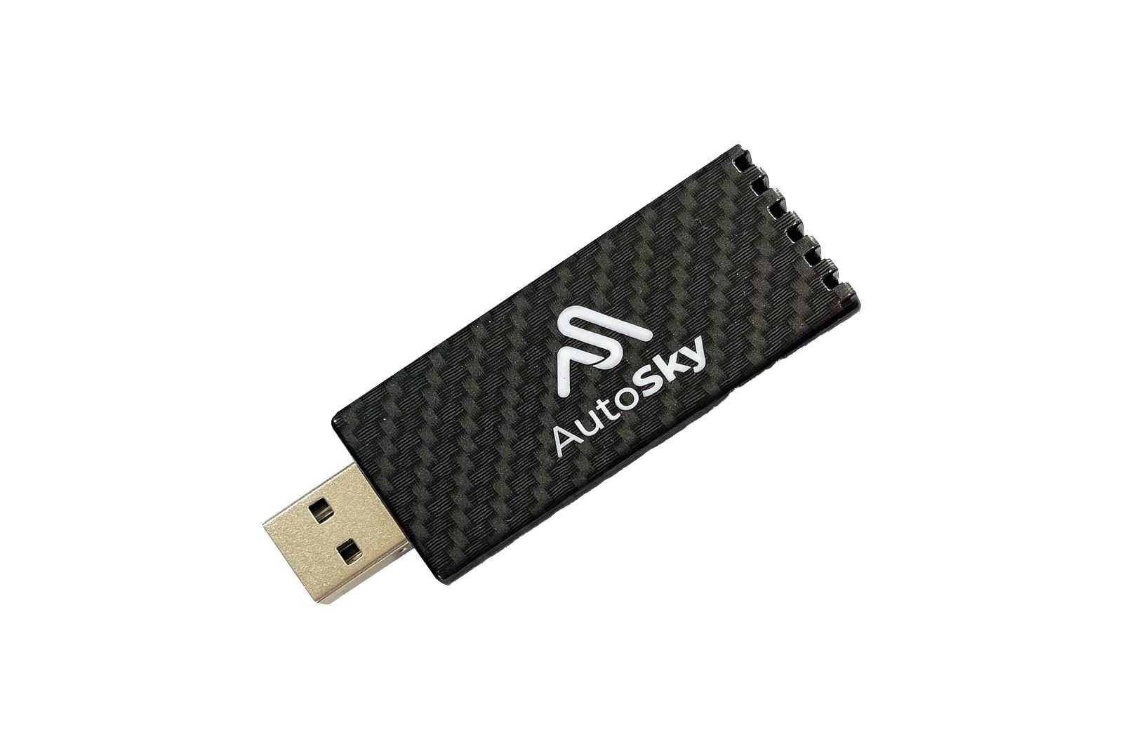 A USB dongle wrapped in a woven material.