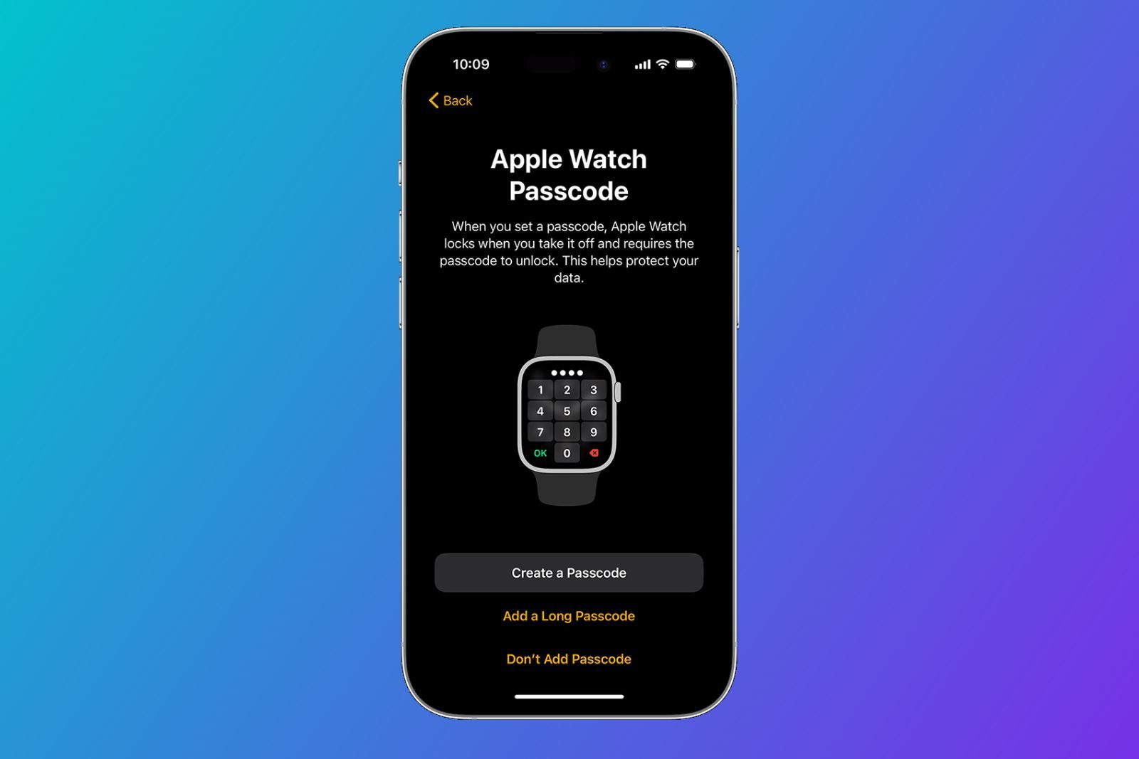 Set passcode on apple watch hot sale