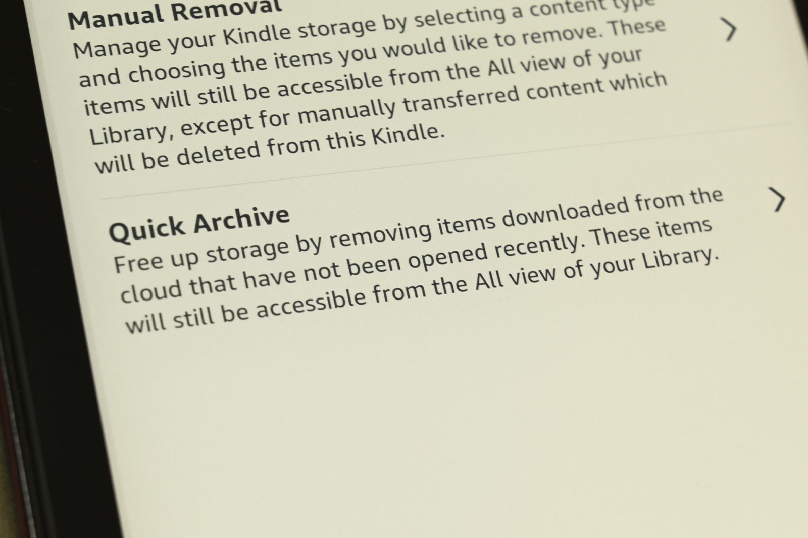 Kindle Paperwhite Quick Archive