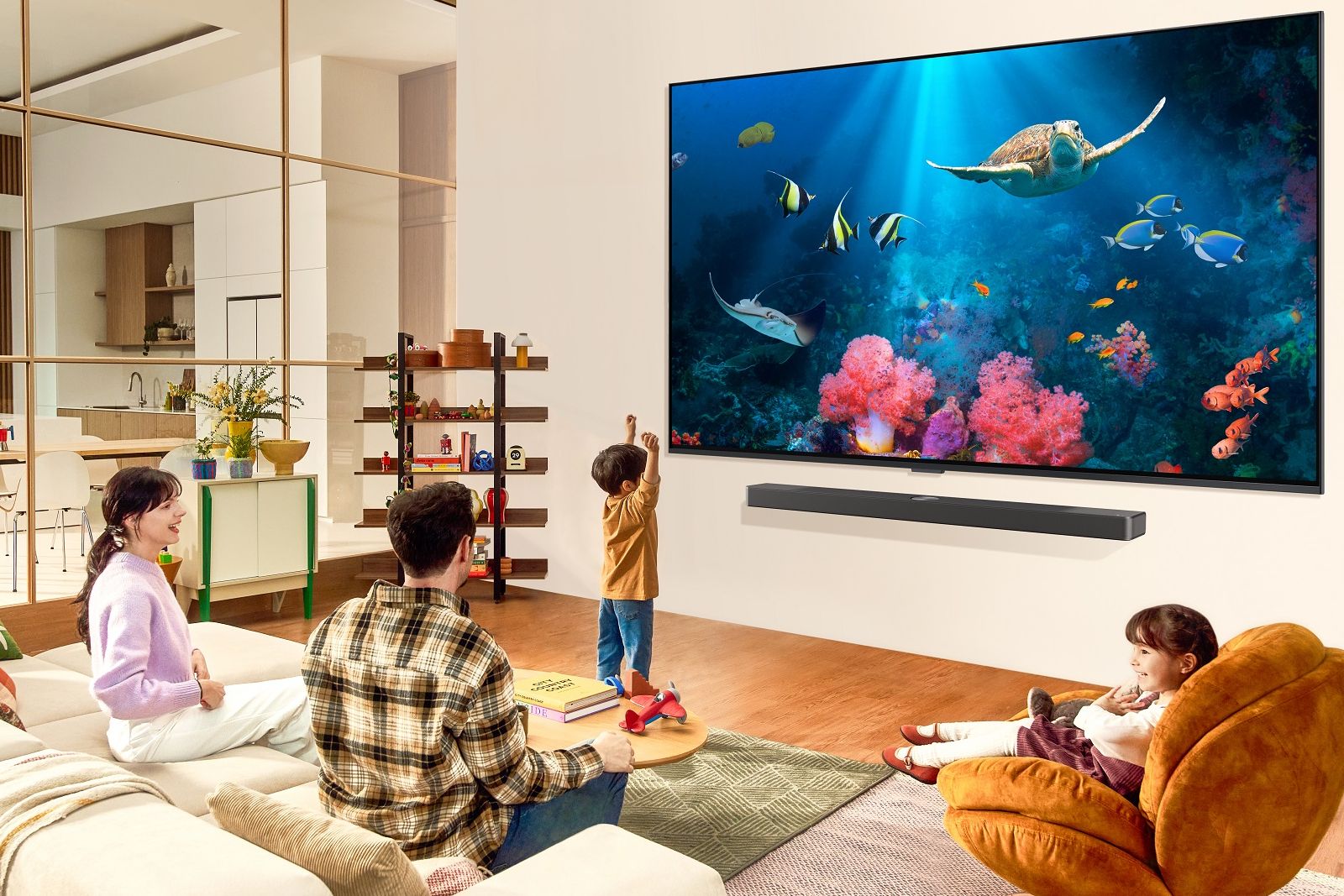 A family watching an LG TV