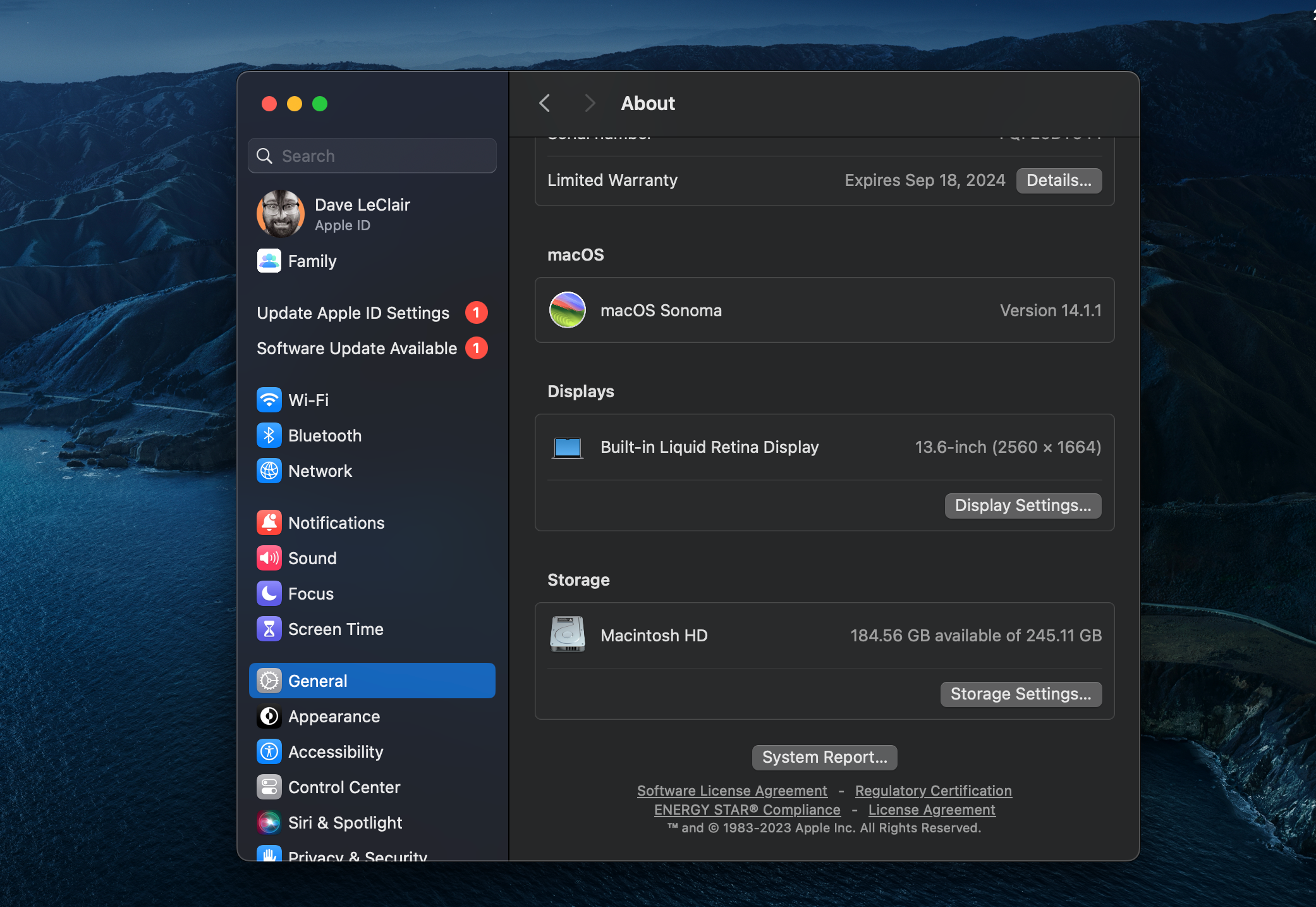MacBook storage space screenshot