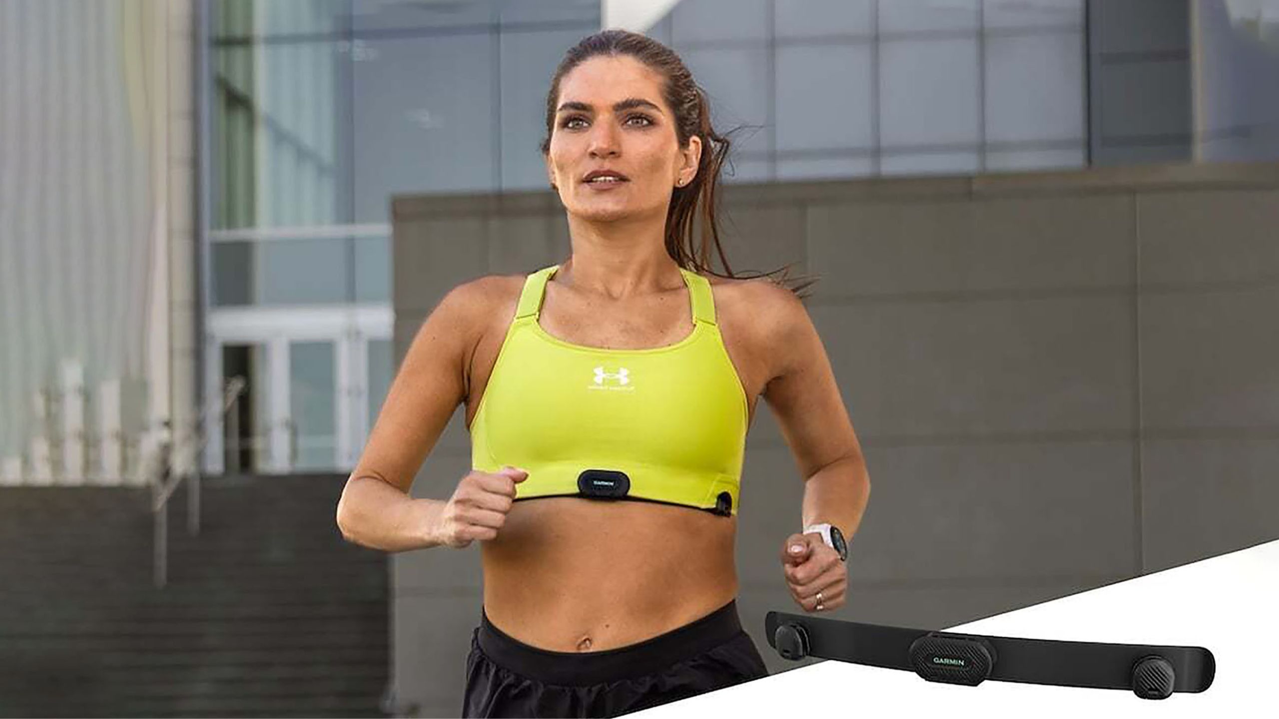 Garmin HRM sports bra woman running