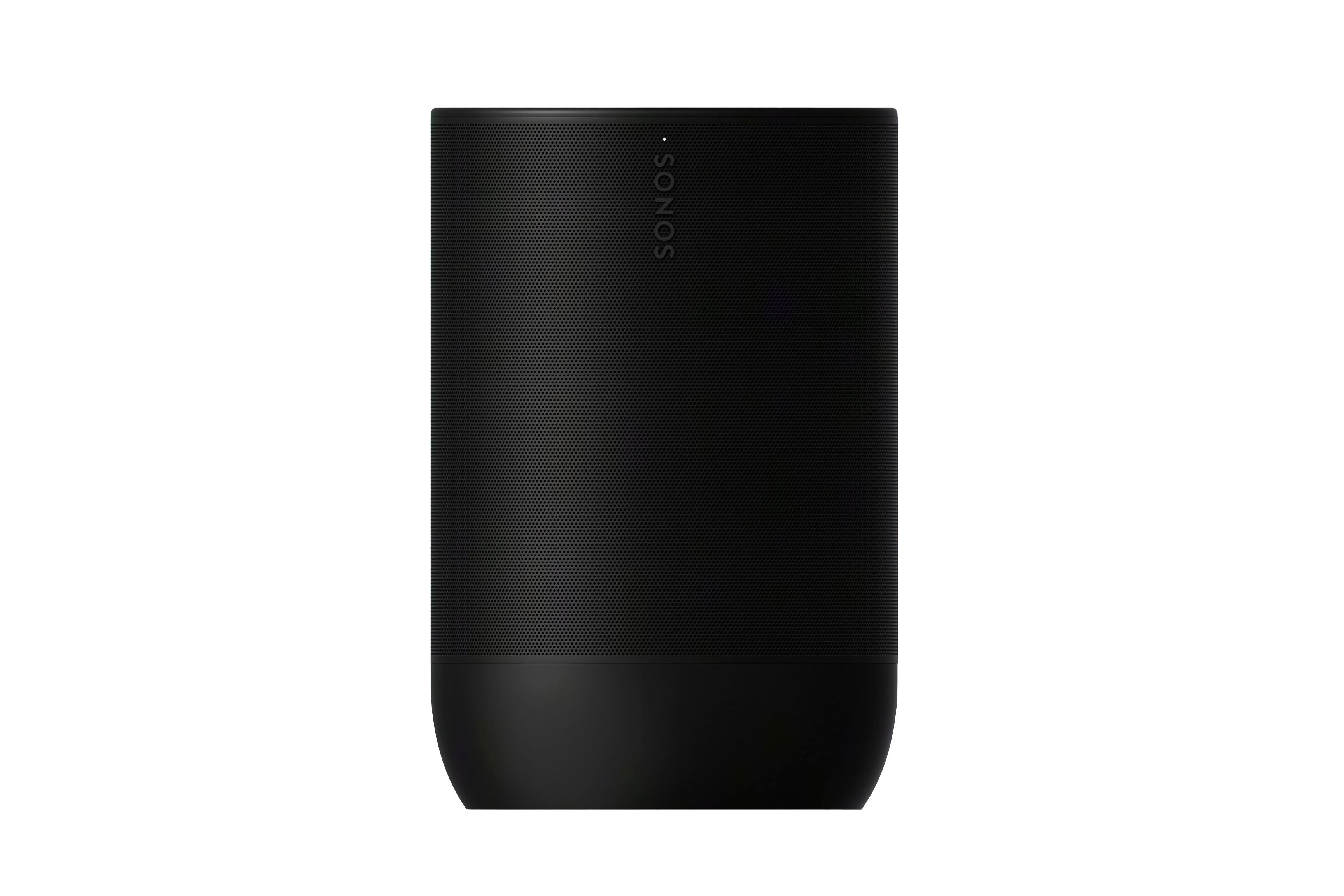 A black Sonos speaker with rounded sides and a flat top.