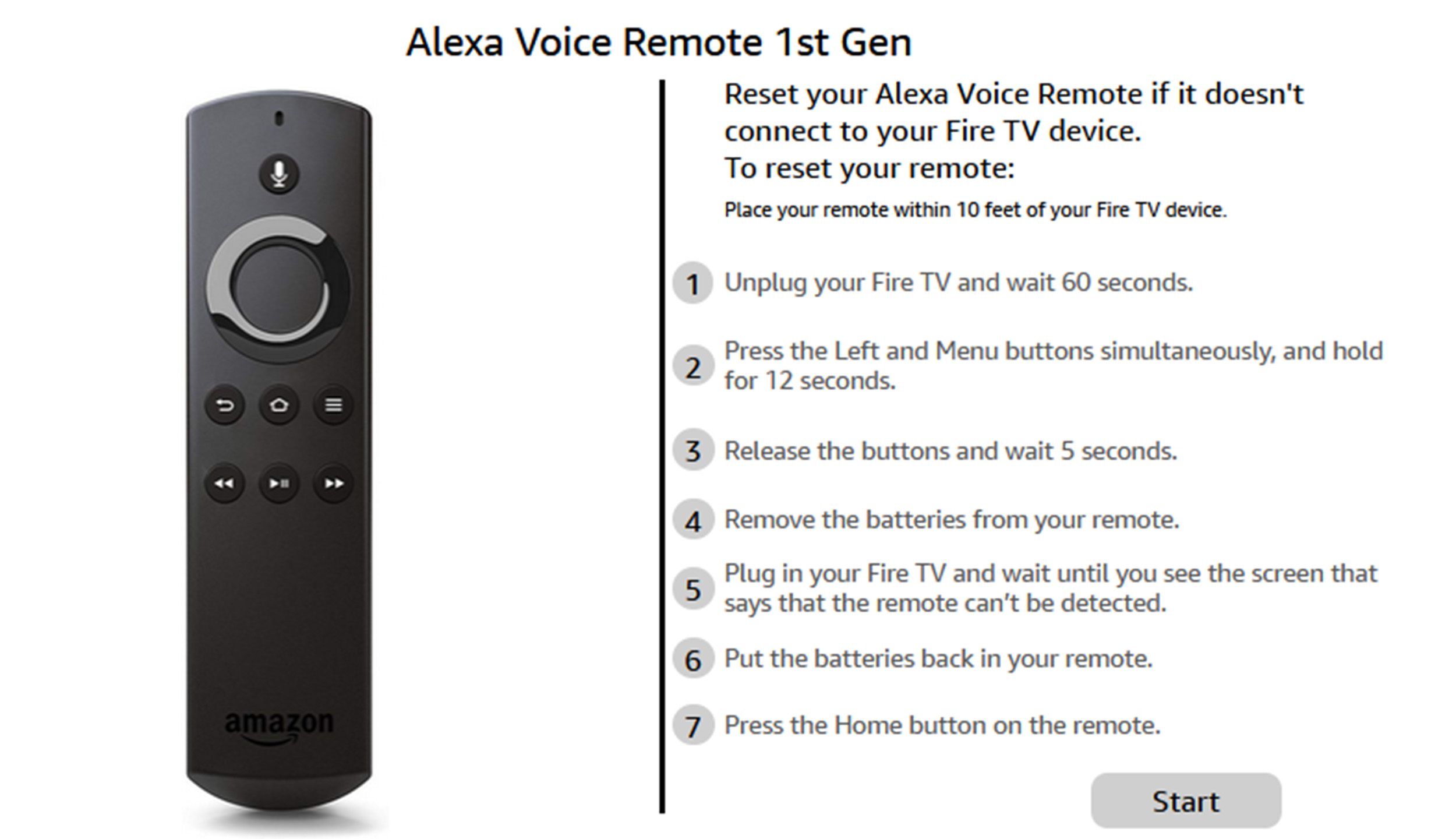 Amazon Voice Remote 1st Generation pairing instructions