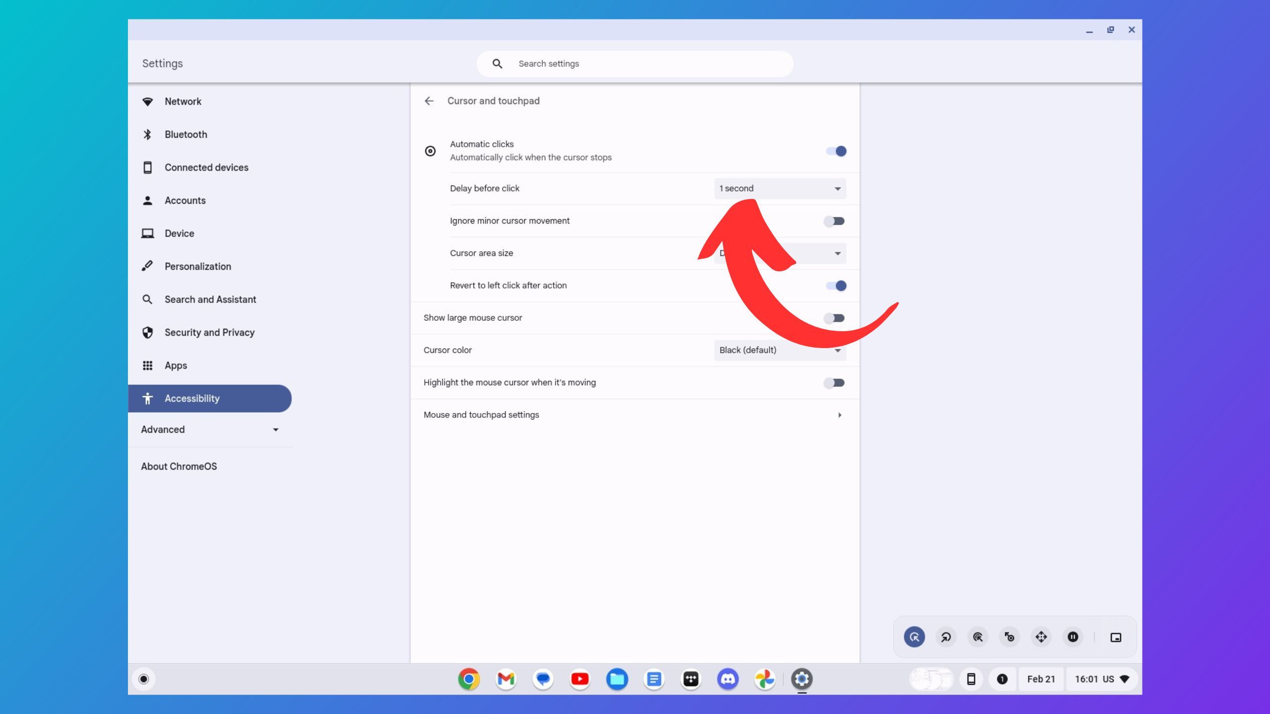 How to enable auto clicker on ChromeOS