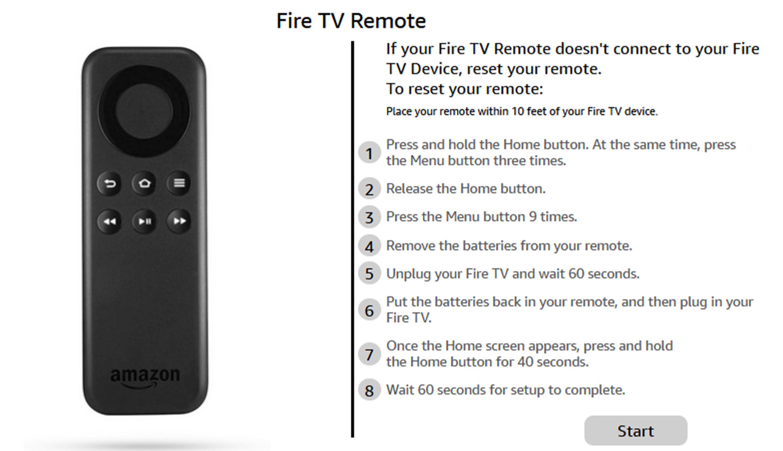 Basic Fire TV Remote pair instructions
