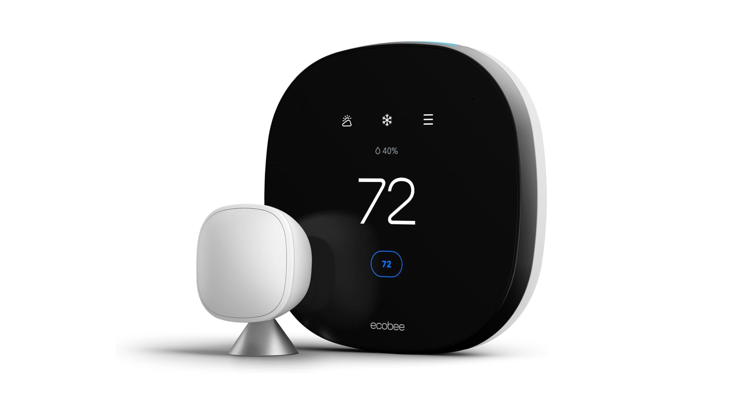 An Ecobee Smart Thermostat with voice control.