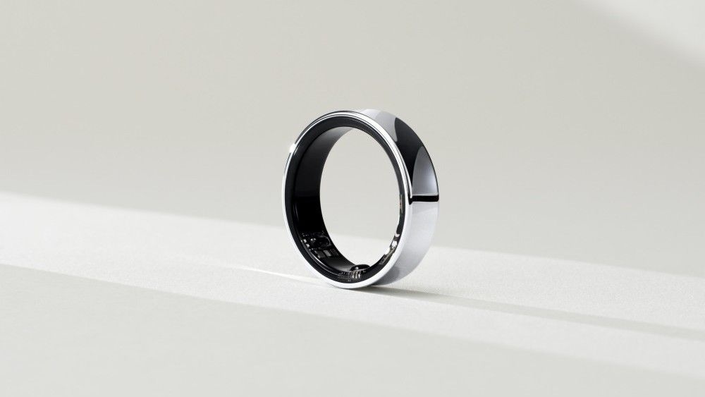 Close-up of silver Samsung Galaxy Ring