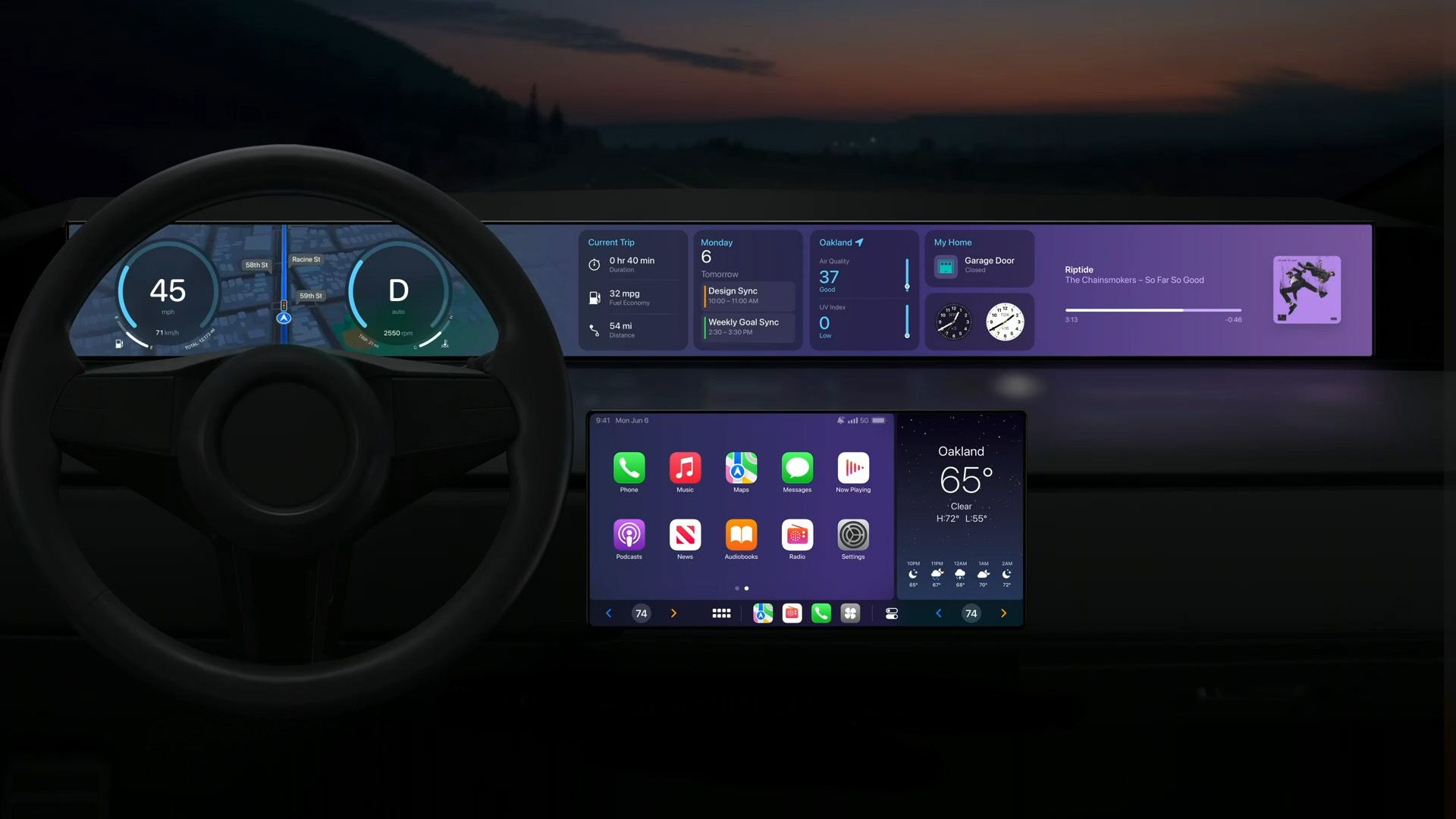 An Apple concept image for next-generation CarPlay.