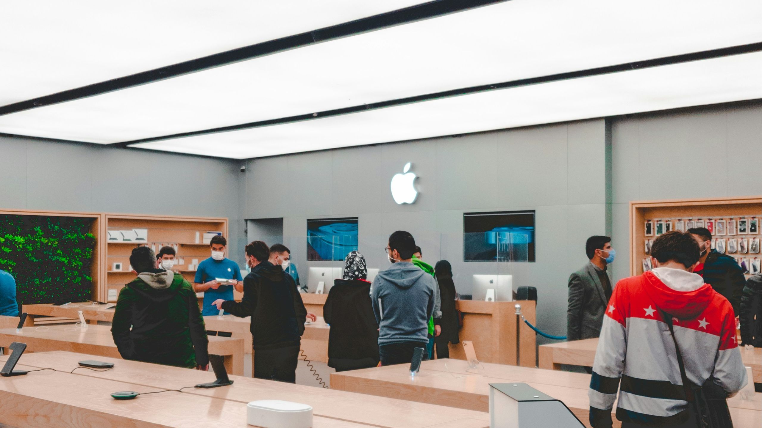 Inside an Apple Store.