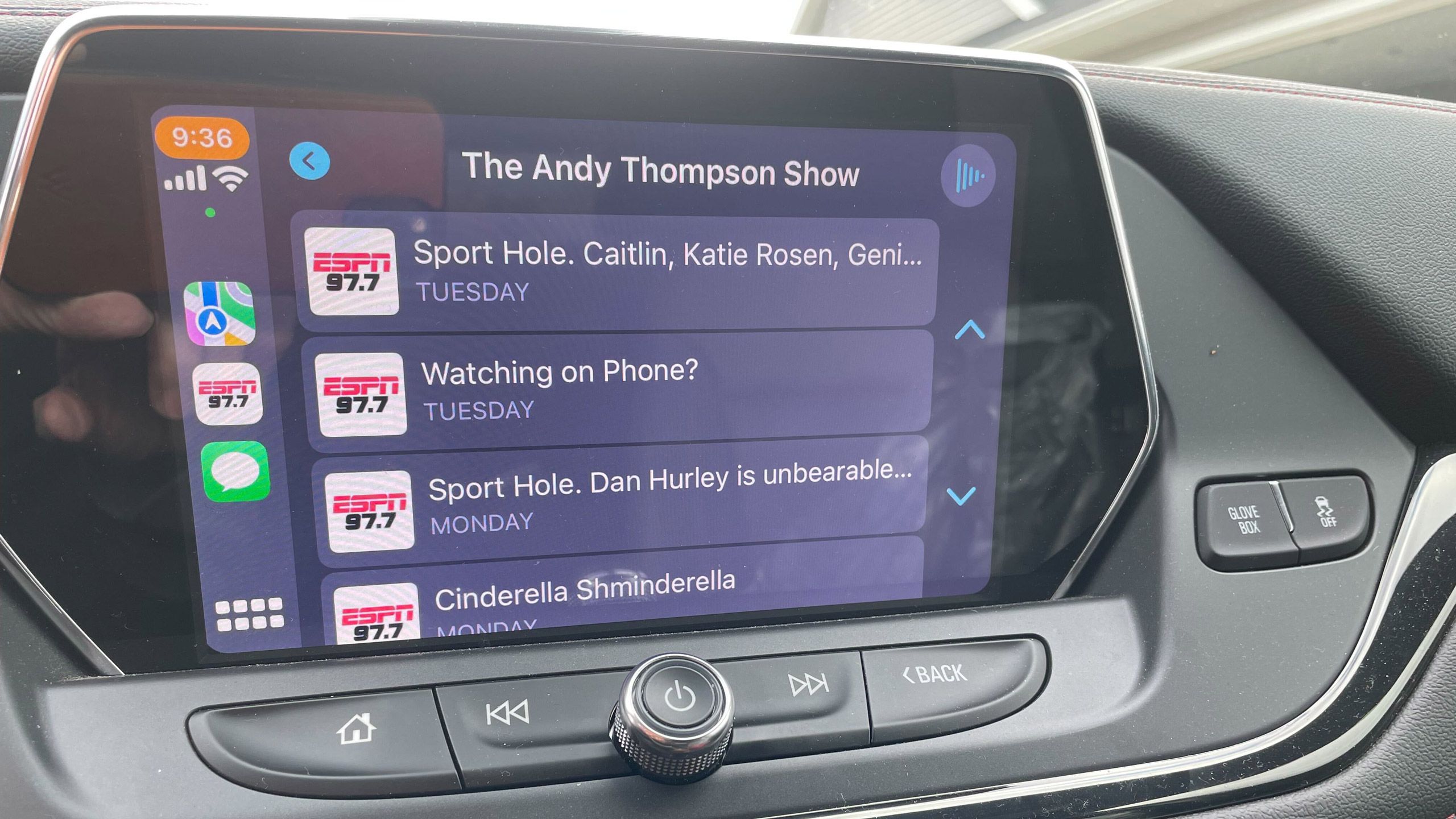 The ESPN radio app on CarPlay