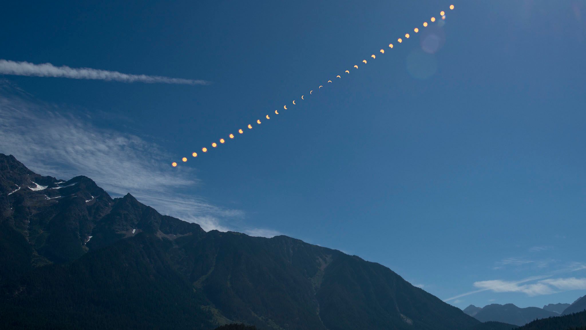 A wide angle shot of a solar eclipse