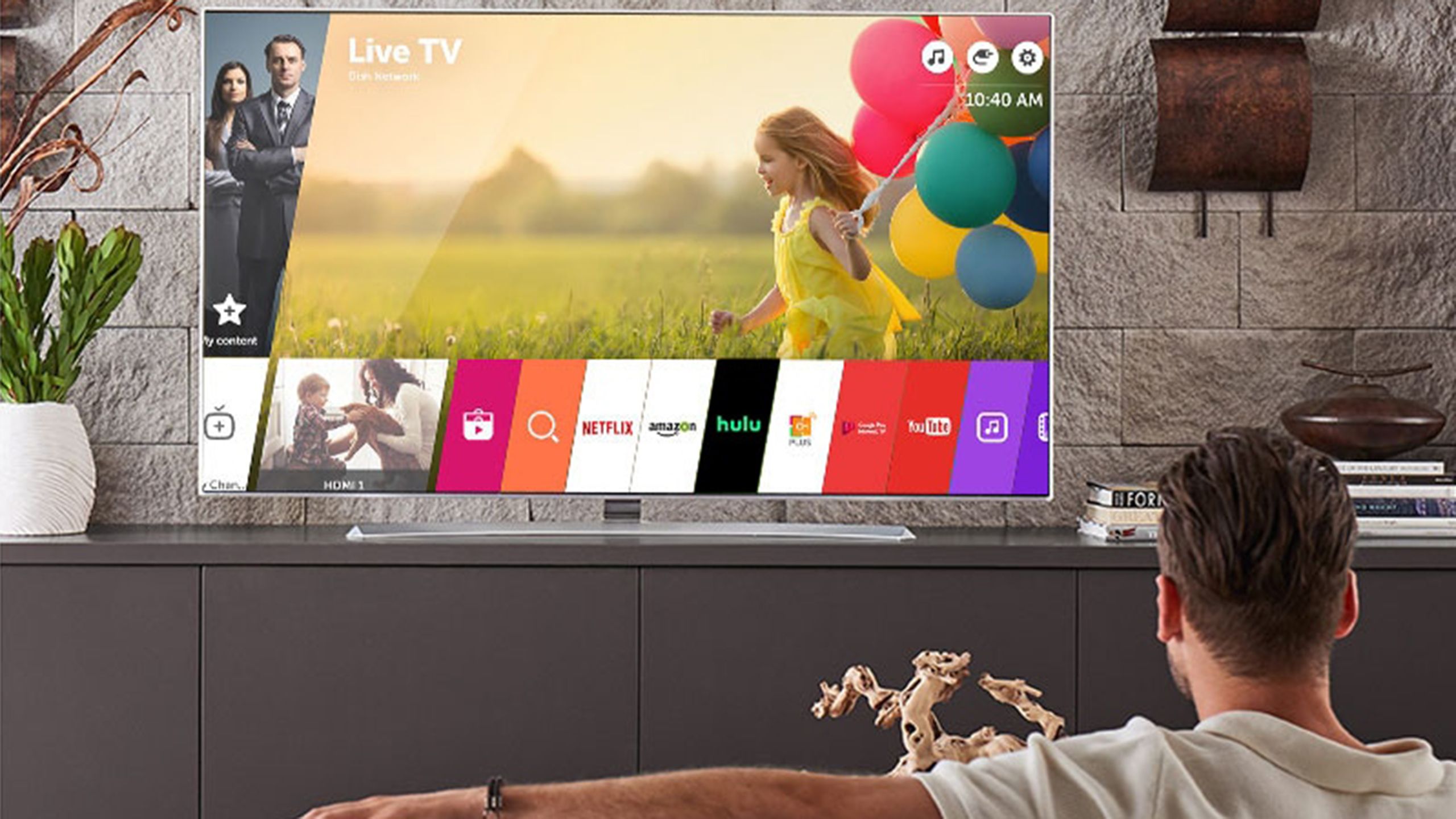 Man browsing LG WebOS smart TV platform