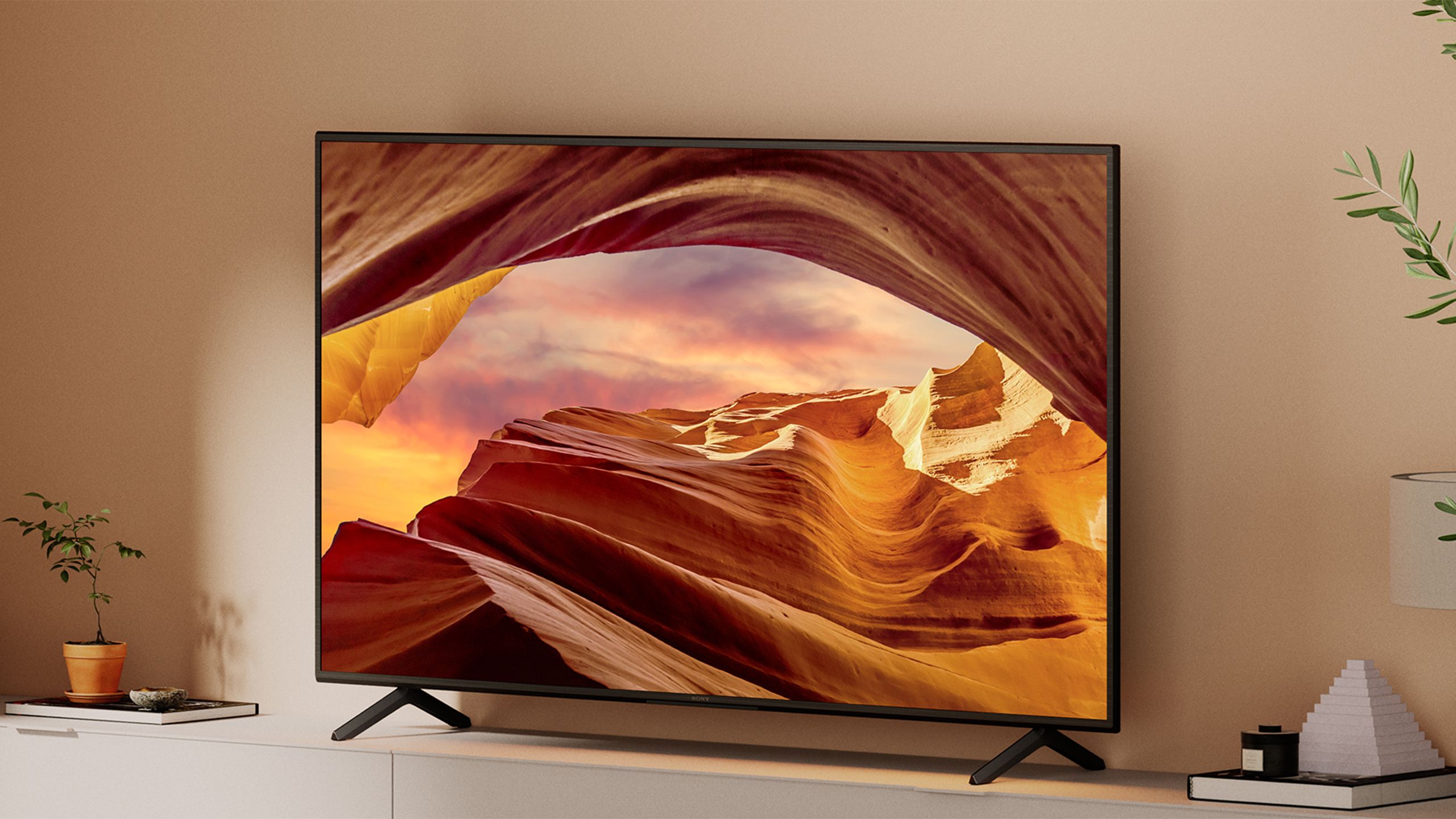 Sony OLED 4K Smart TV with image of a canyon