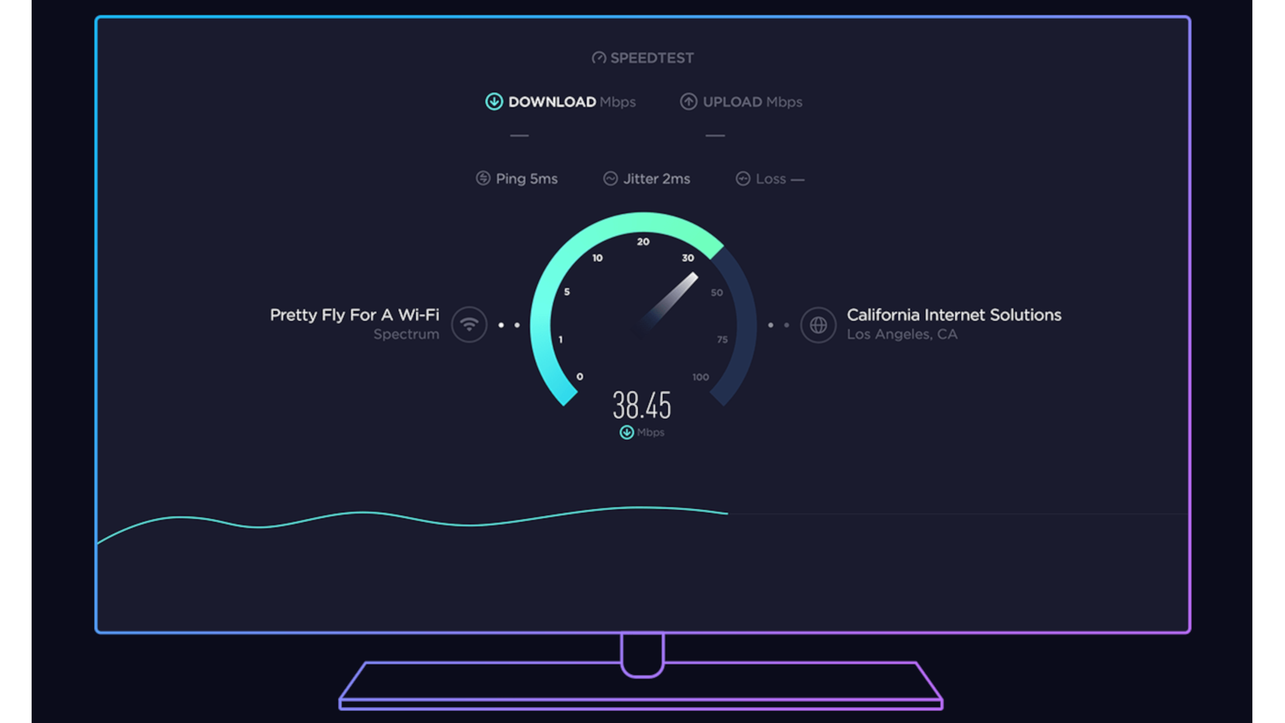 Graphic of Speedtest by Ookla running on a TV