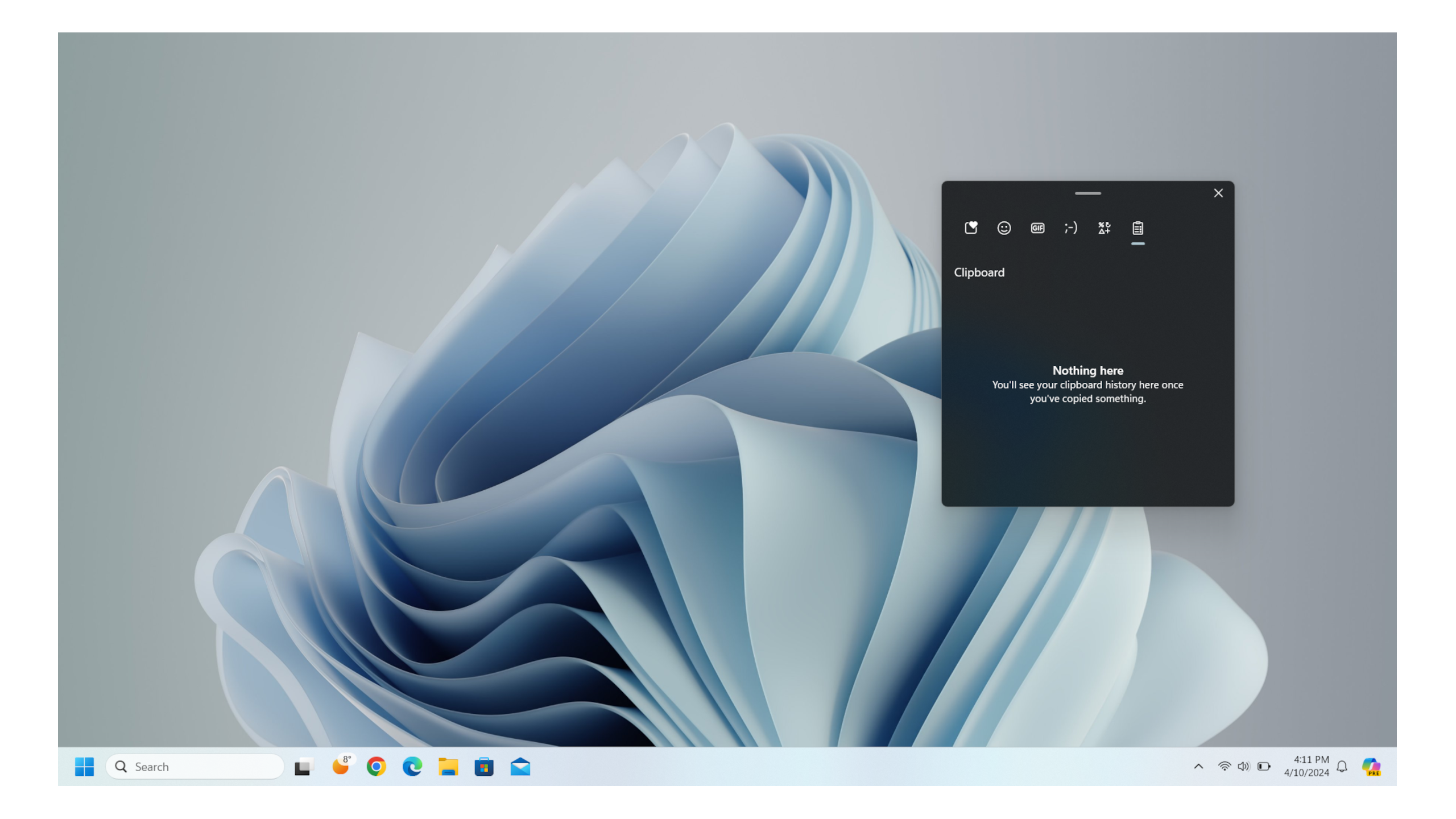 Windows clipboard interface on the desktop