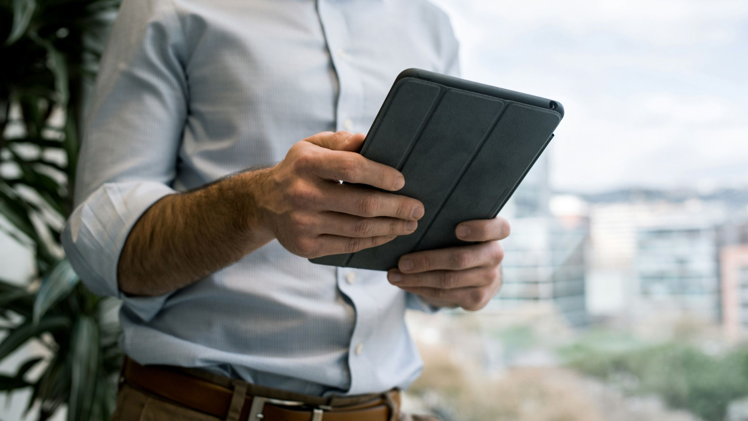 Man holding a tablet