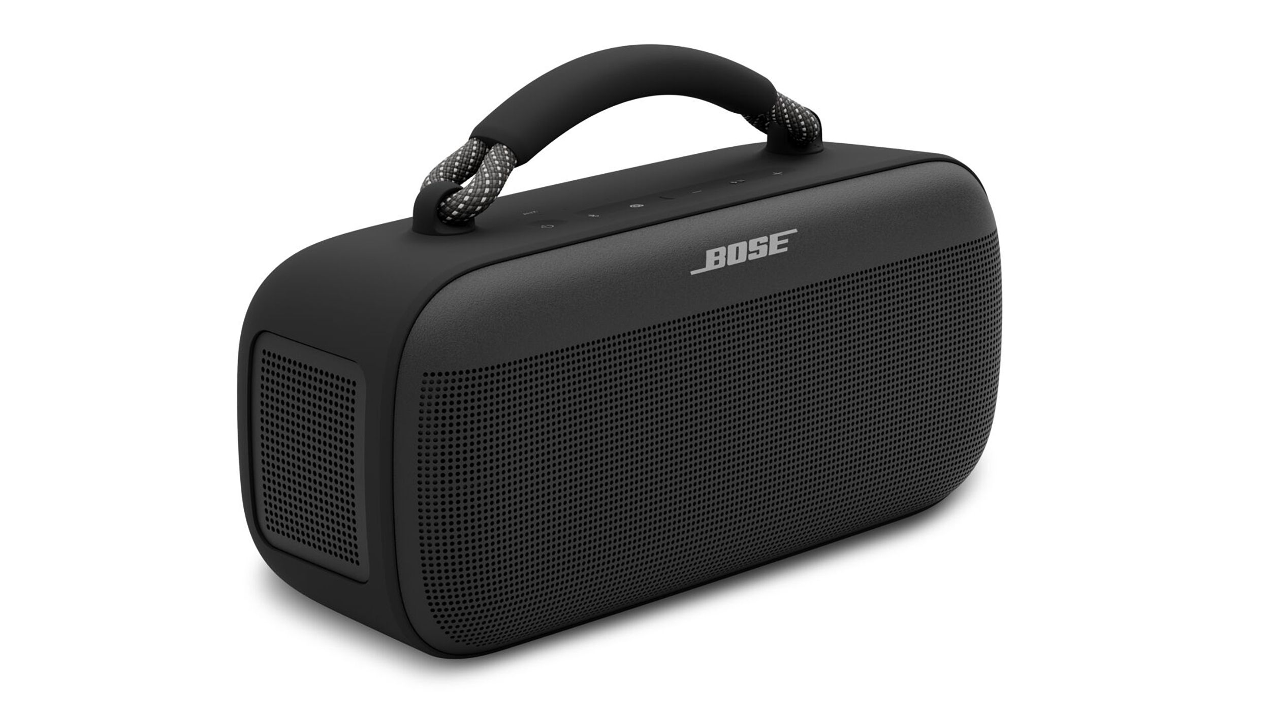 The black Bose SoundLink Max speaker against a white background.