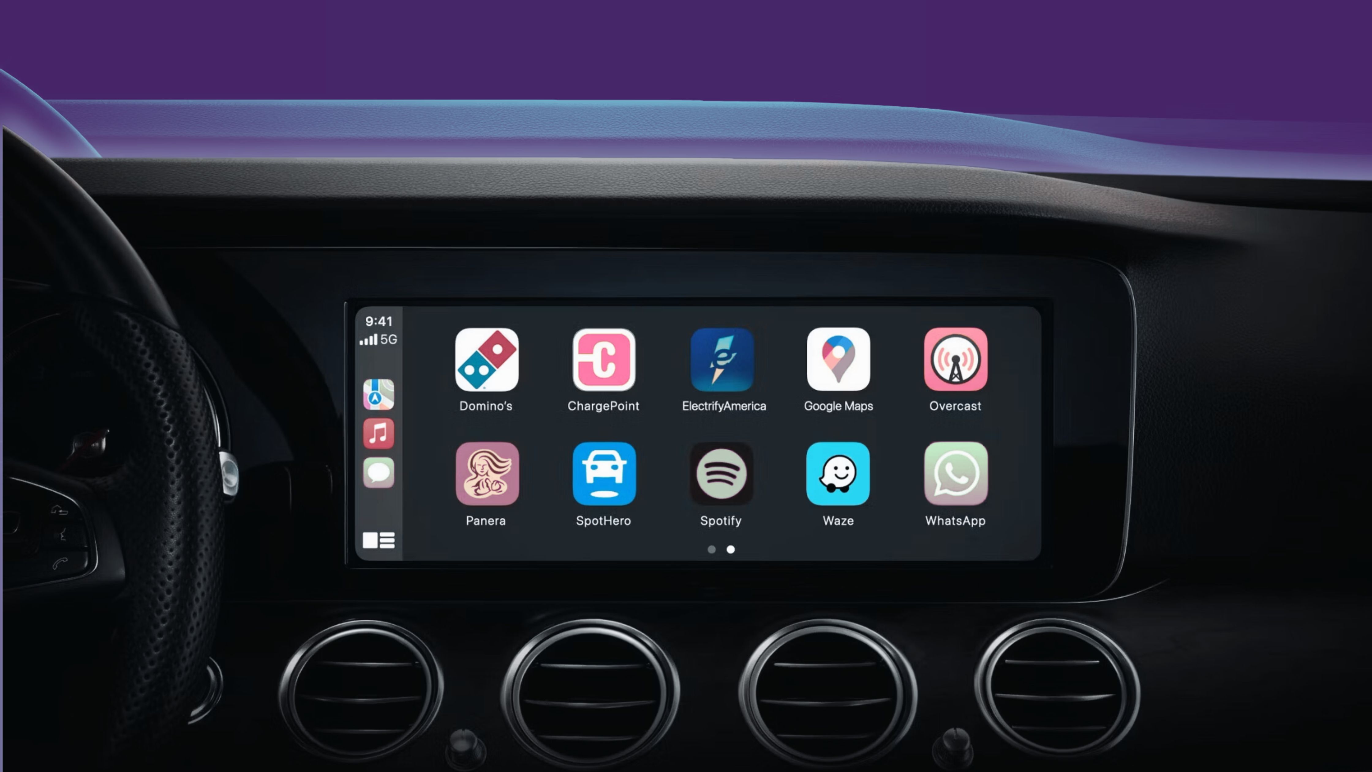 Rendering of Apple CarPlay interface