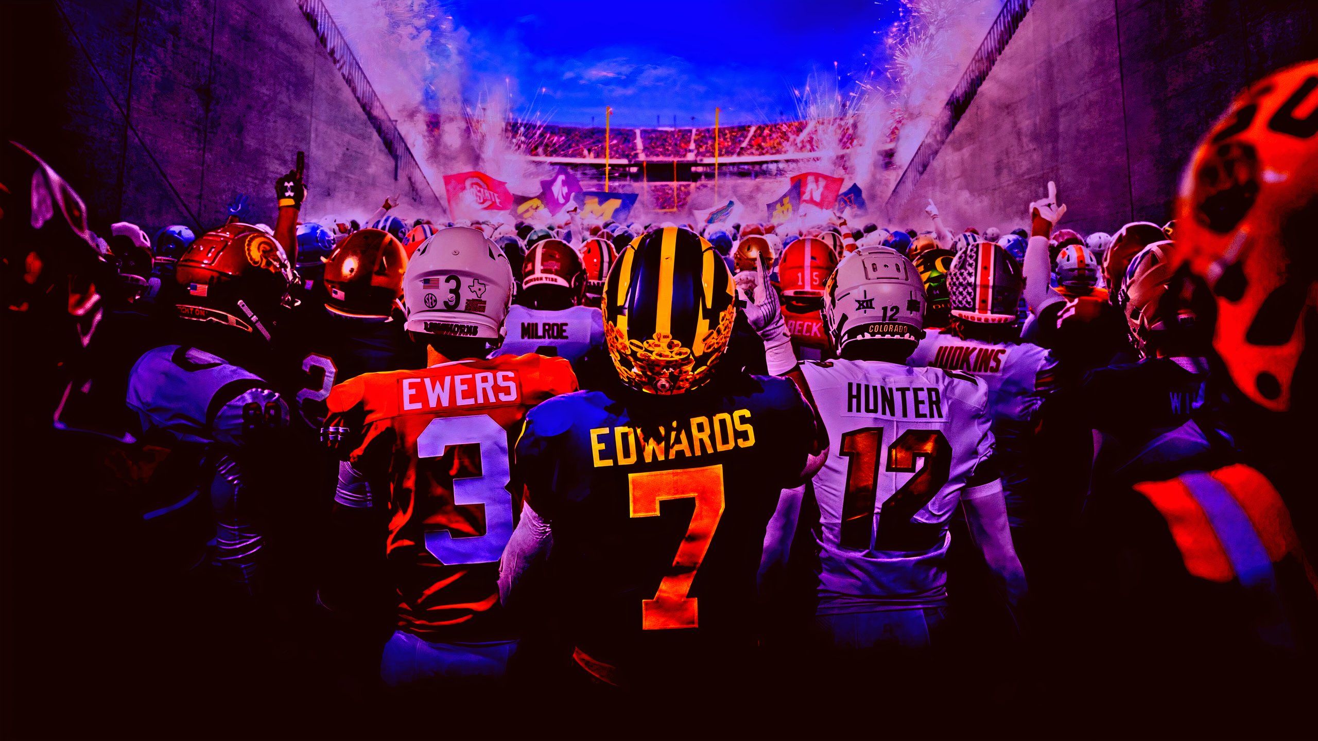players running onto the field through a tunnel in EA Sports College Football 25