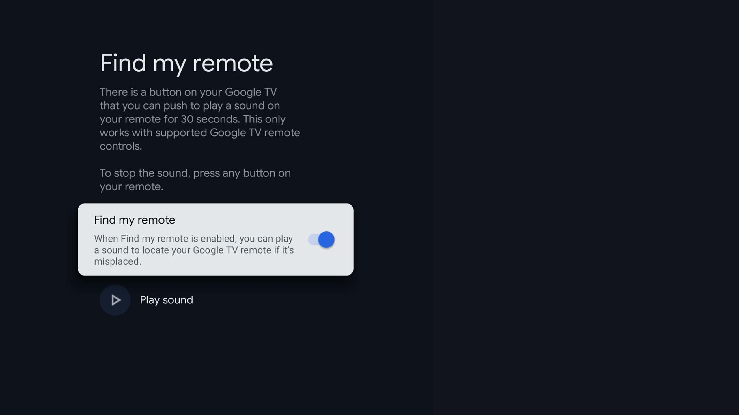 Find My Remote in Google TV.