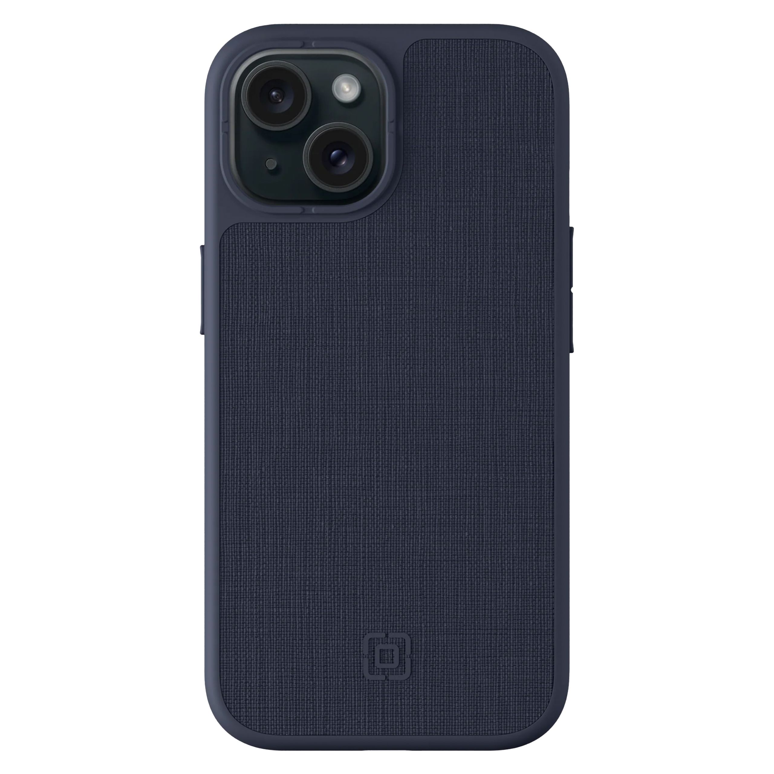 A navy Incipio Cru Protective Case for iPhone 15 against a white background.