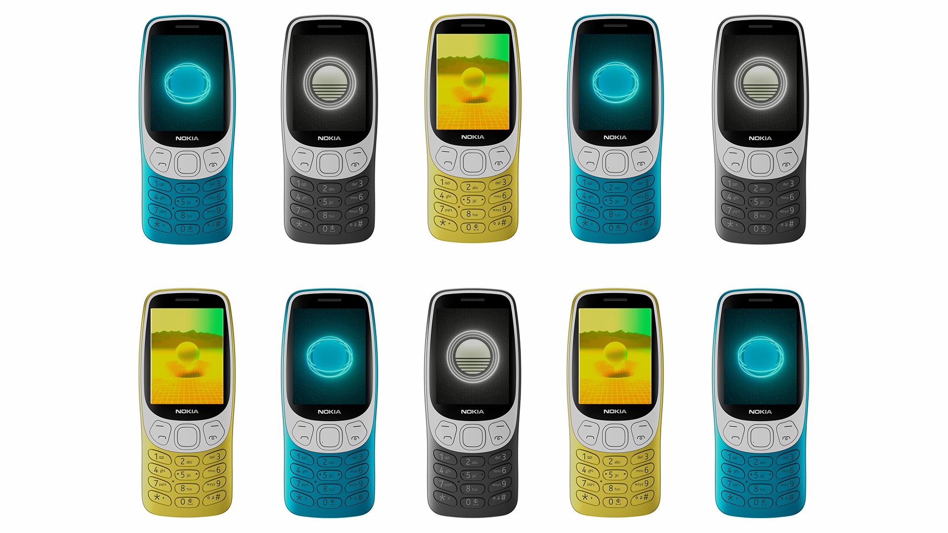 Colors options for the 2024 version of the Nokia 3210.