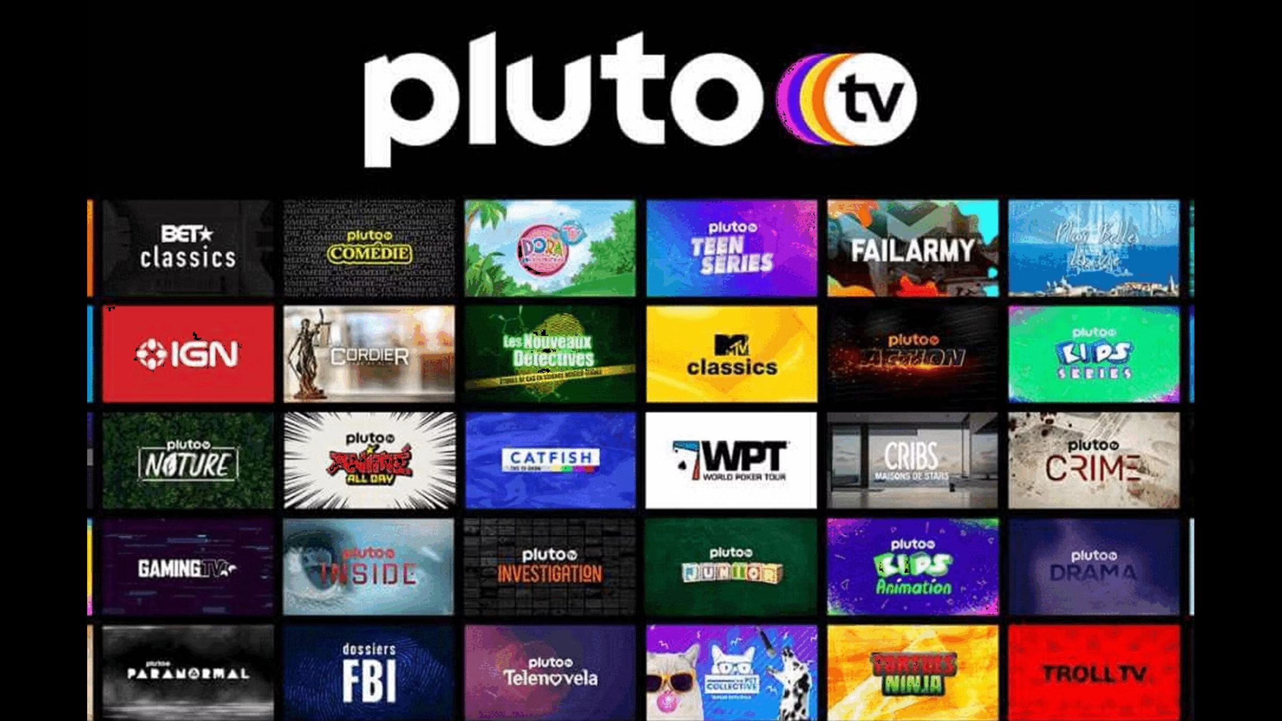 Pluto TV channel selection.