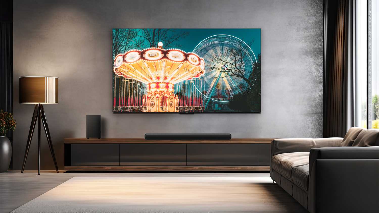 The TCL S55H soundbar in a living room. 