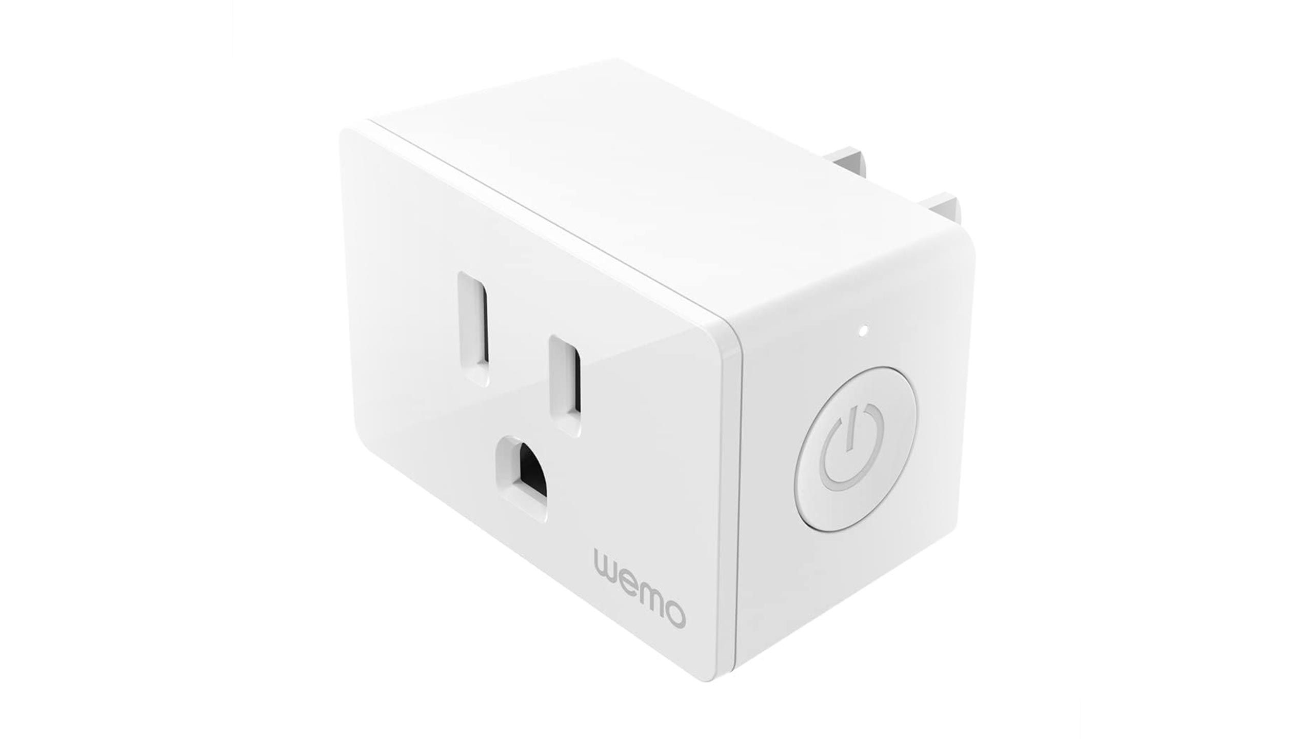 A Wemo Smart Plug on a white background 