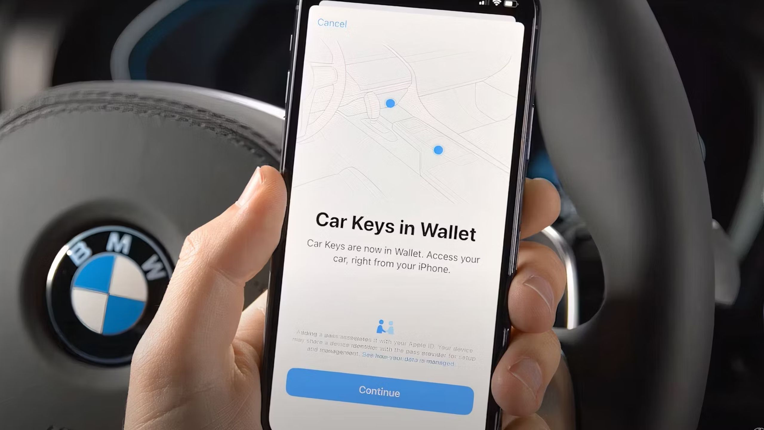 Setting up Apple car key in a BMW.